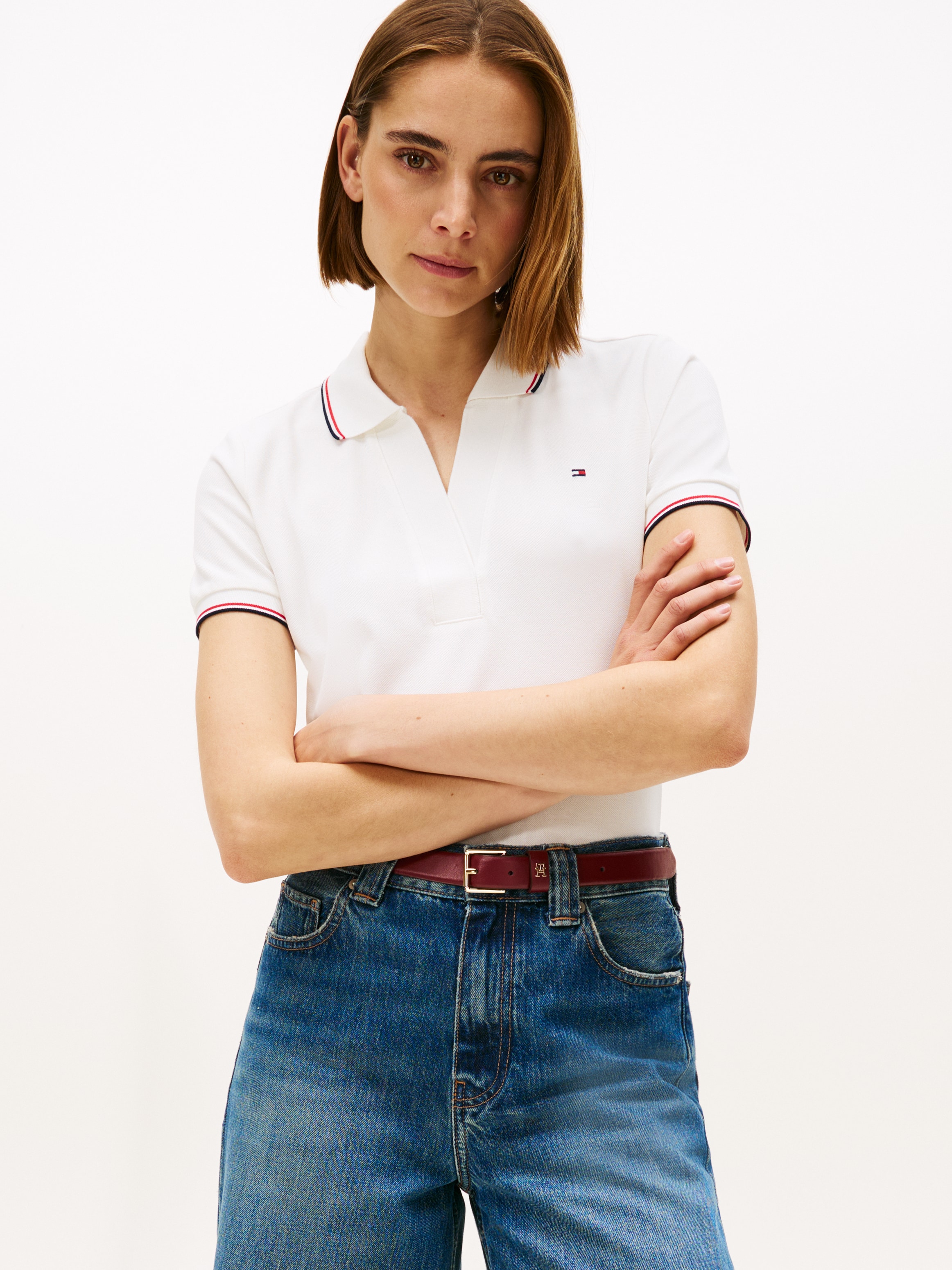 Tommy Hilfiger Poloshirt »1985 TIPPING SLIM OPEN SS POLO«