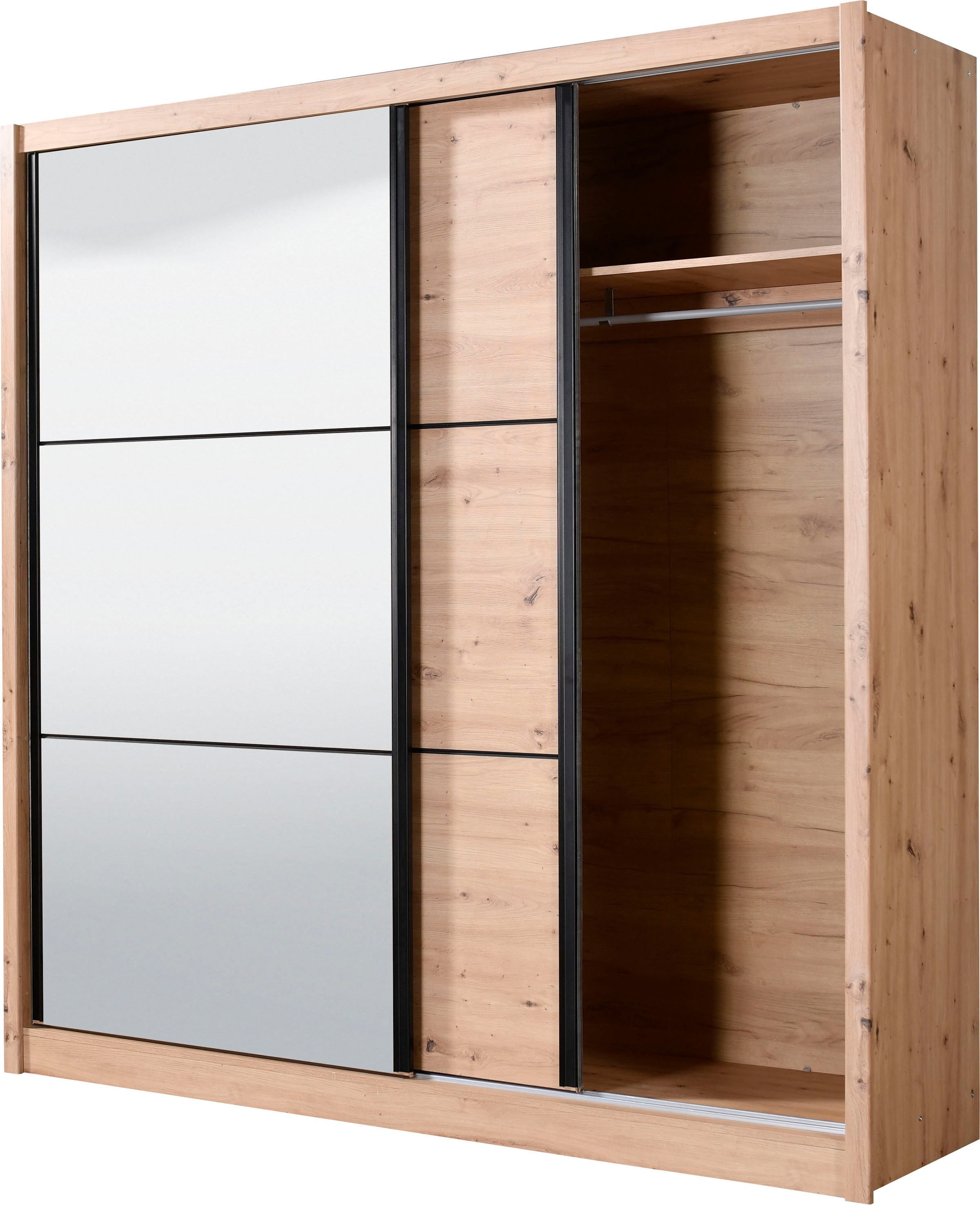INOSIGN Schwebetürenschrank »Navara Kleiderschrank mit Spiegel Wäscheschrank Garderobe«, mit großzügiger Innenausstattung, FSC®-zertifiziert, in 3 Breiten