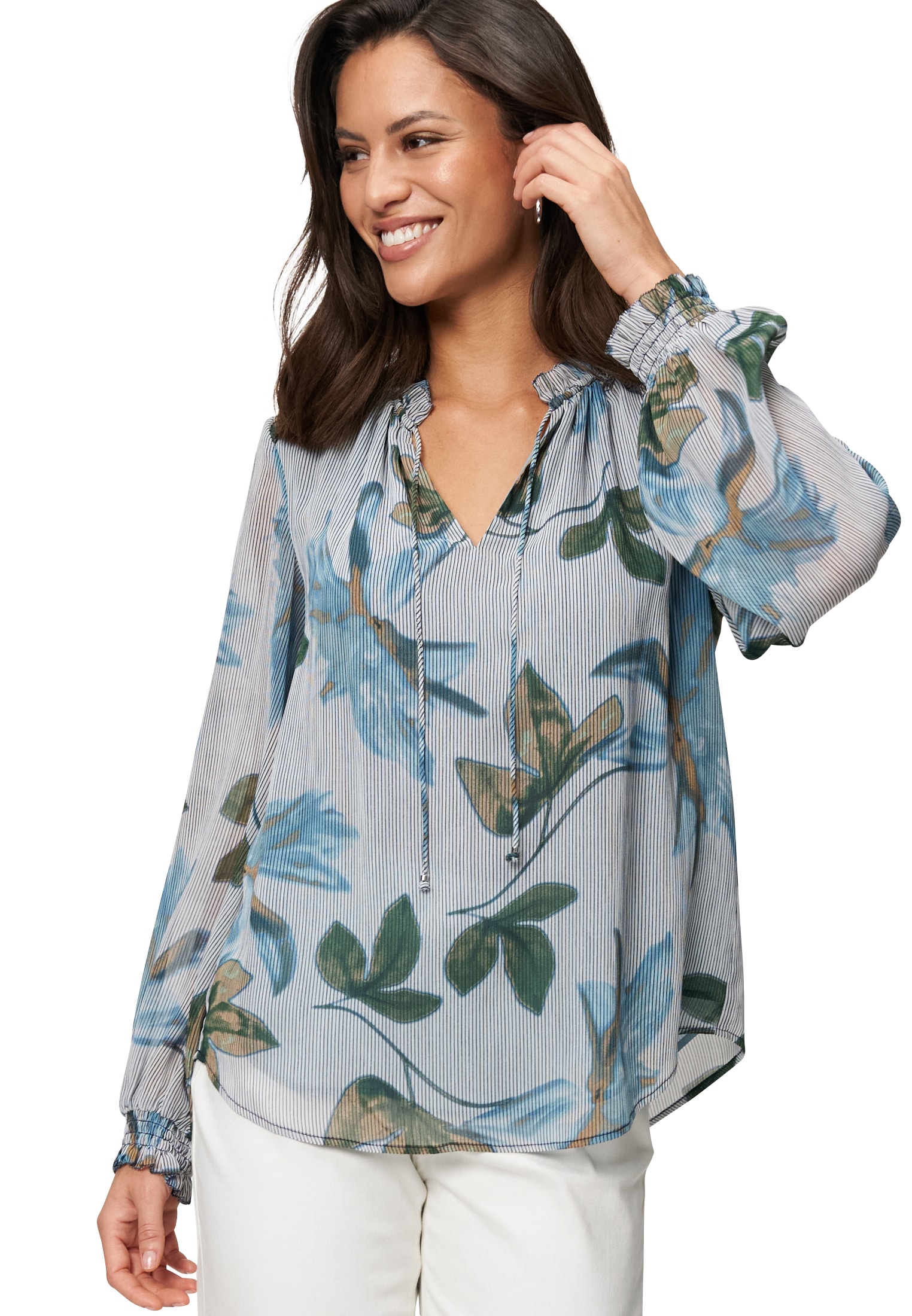 Zero Chiffonbluse »Chiffonbluse mit Blätterdruck«