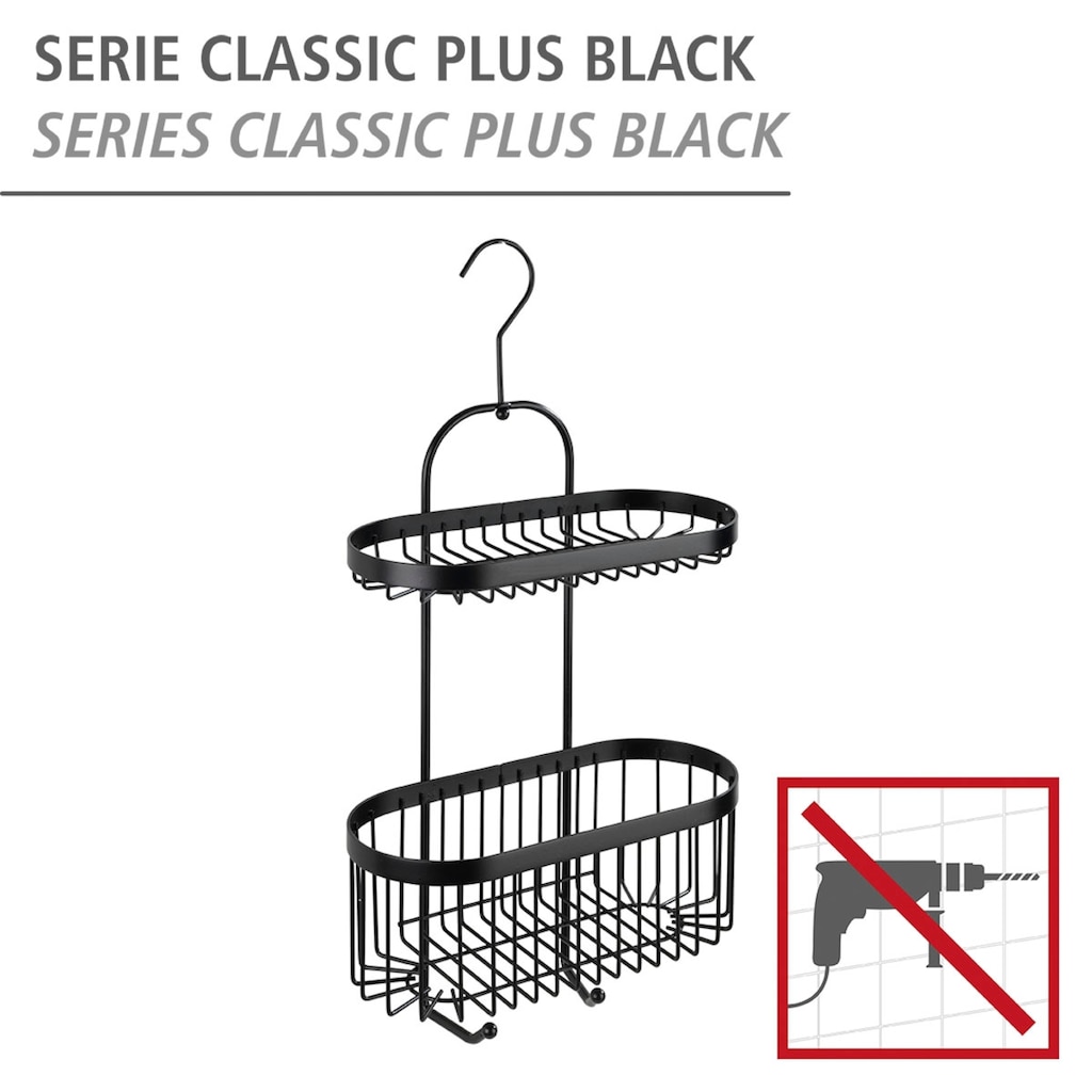 WENKO Badregal »Classic Plus Black«, 1 Ablage, 1 Korb