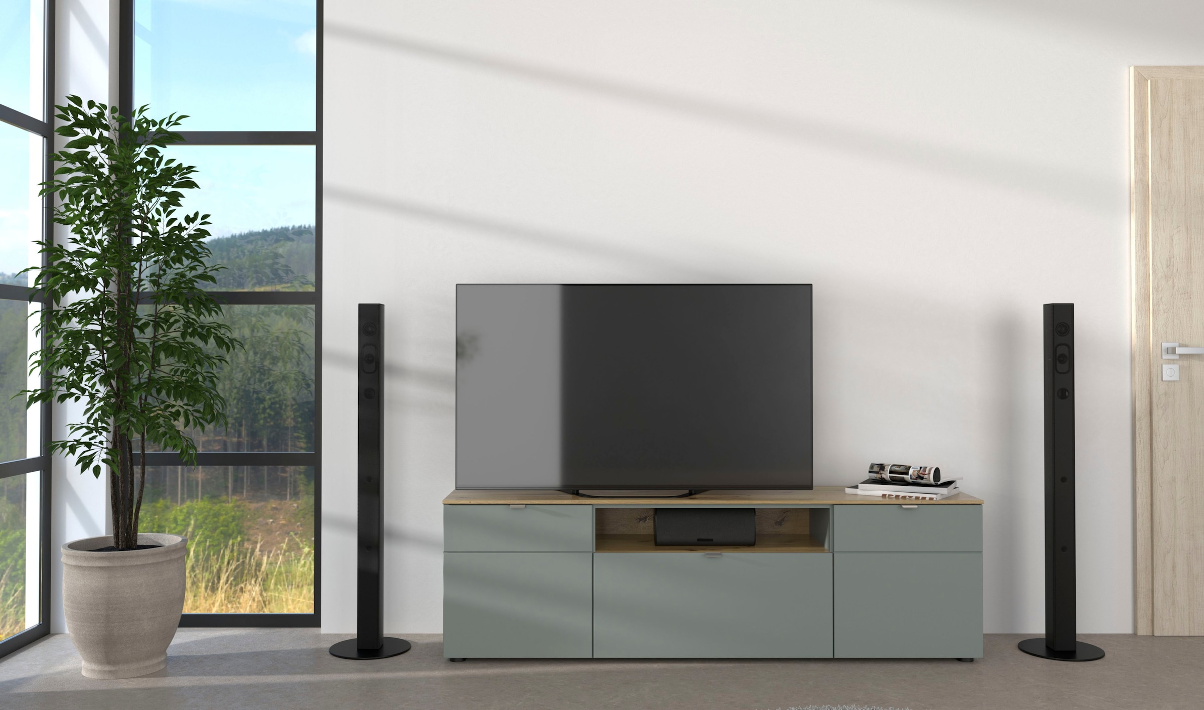 Innostyle Kommode »BARI Kommode, BxHxT 180x55x41 cm« 1 Stk. tlg. 2 türig, 1 Schublade, 1 offenes Fach, Fuß-Set bestellbar, Soft-Close
