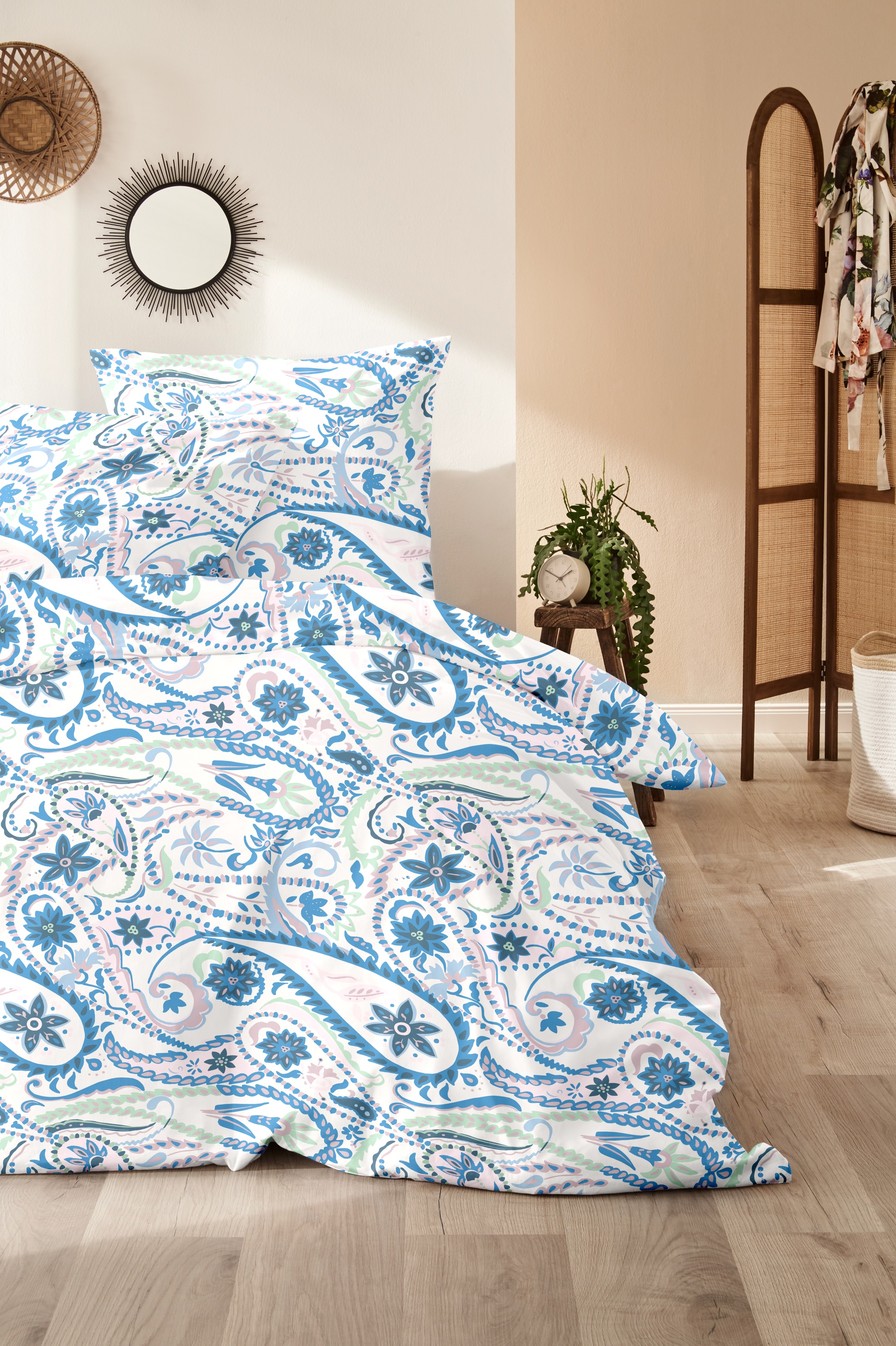 Primera Bettwäsche »Mako-Satin-Bettwäsche Pastel Paisley«, mit elegantem Blumen Muster