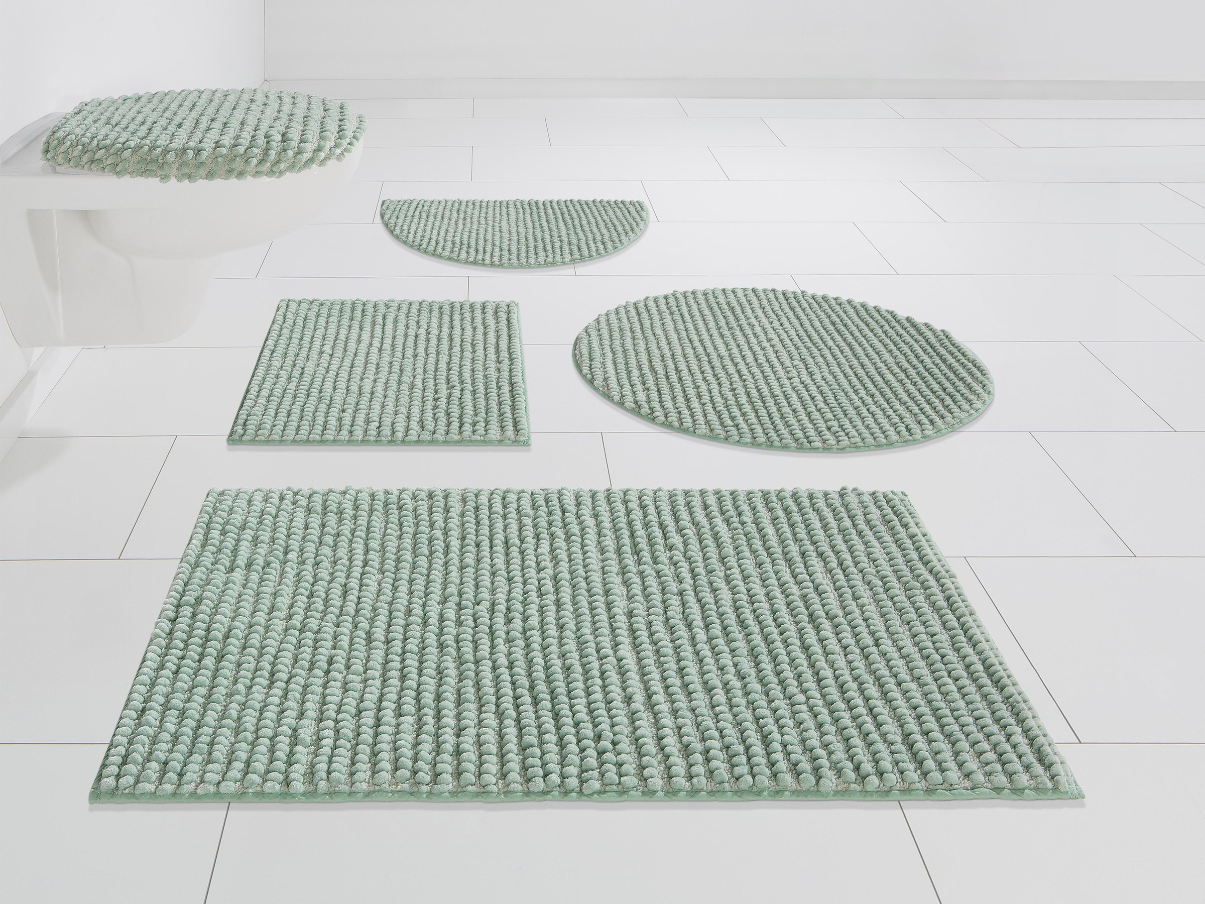my home Badematte "Renat, Badvorleger, Badezimmer Teppich, Scandi" Höhe 15 mm fußbodenheizungsgeeignet  schnell trocknend  strapazierfähig Badteppich, Badgarnitur, Chenille-Optik, auch als 3 tlg. Set