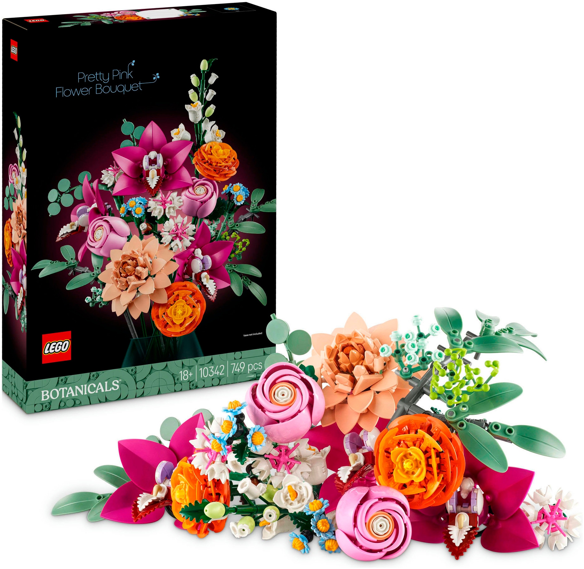 Konstruktionsspielsteine »Schöner Rosafarbener Blumenstrauß (10342), LEGO Botanicals«,...