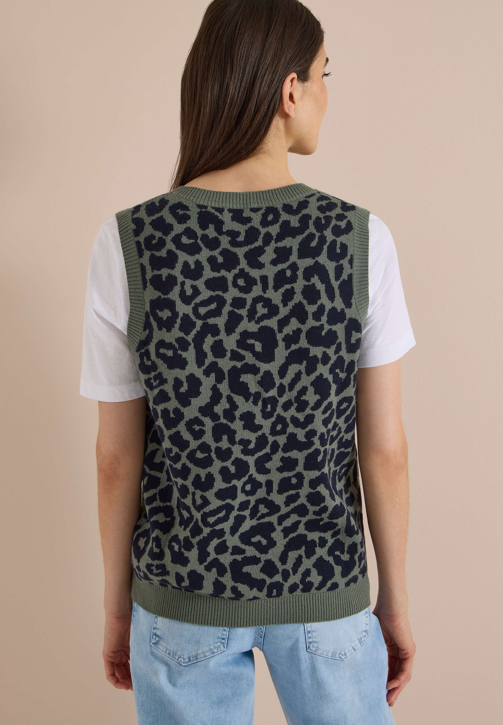 Cecil Pullunder Sommer-Weste mit V-Neck und Leo-Muster