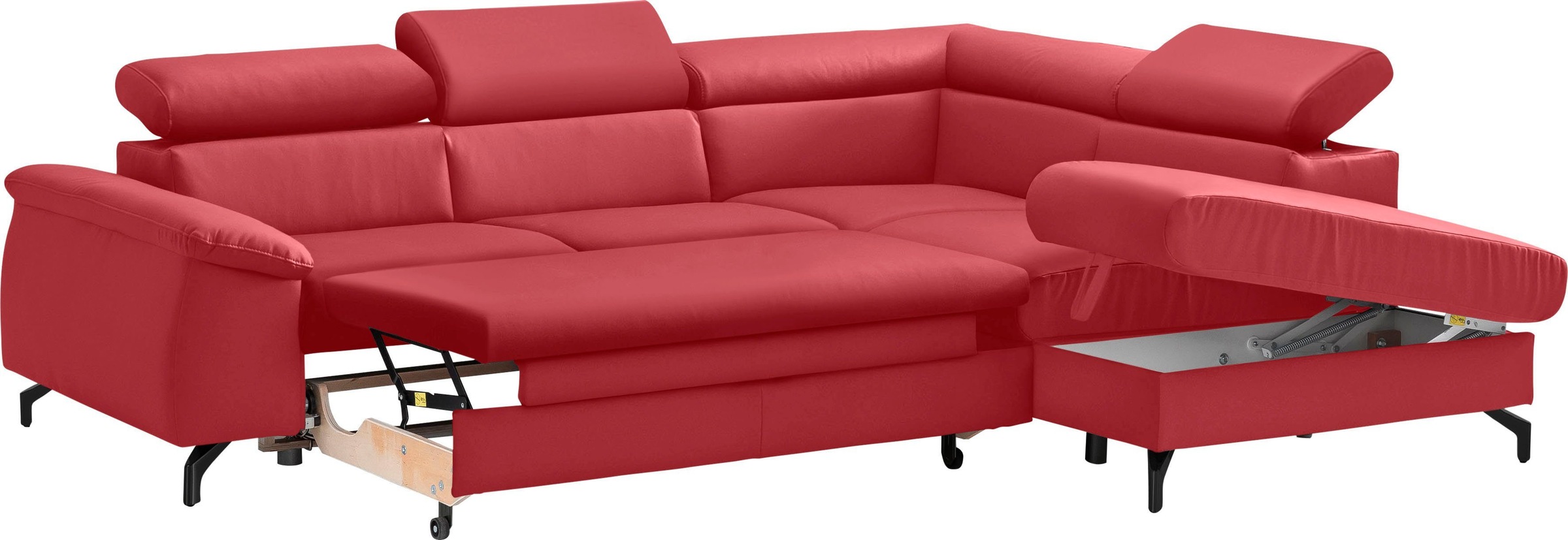 COTTA Polstergarnitur »Komaris L-Form«, (Set), Set bestehend aus: Ecksofa mit Kopfteilverstellung & Hocker