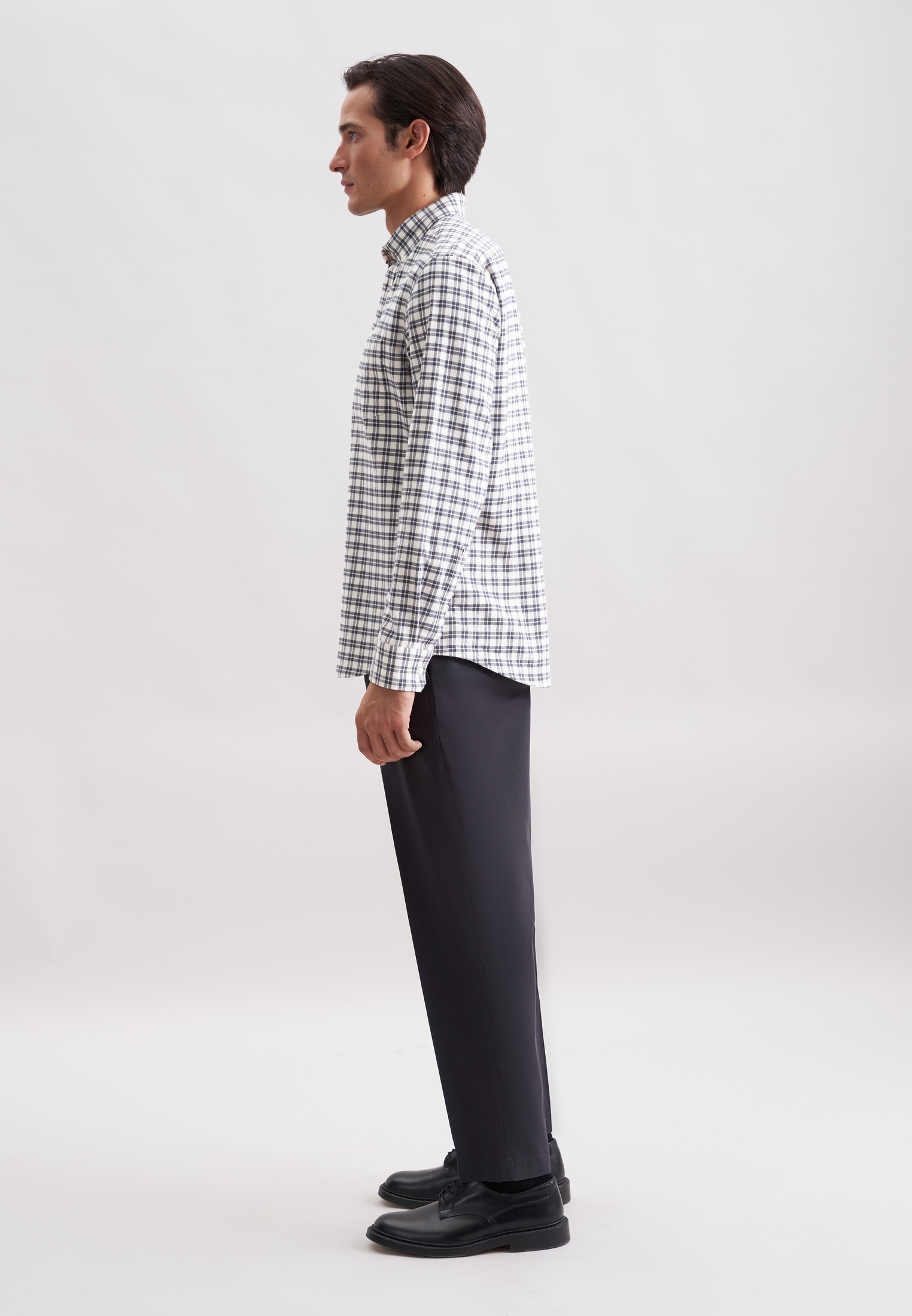 seidensticker Flanellhemd Slim 1/1 Button-Down-Kragen Karo