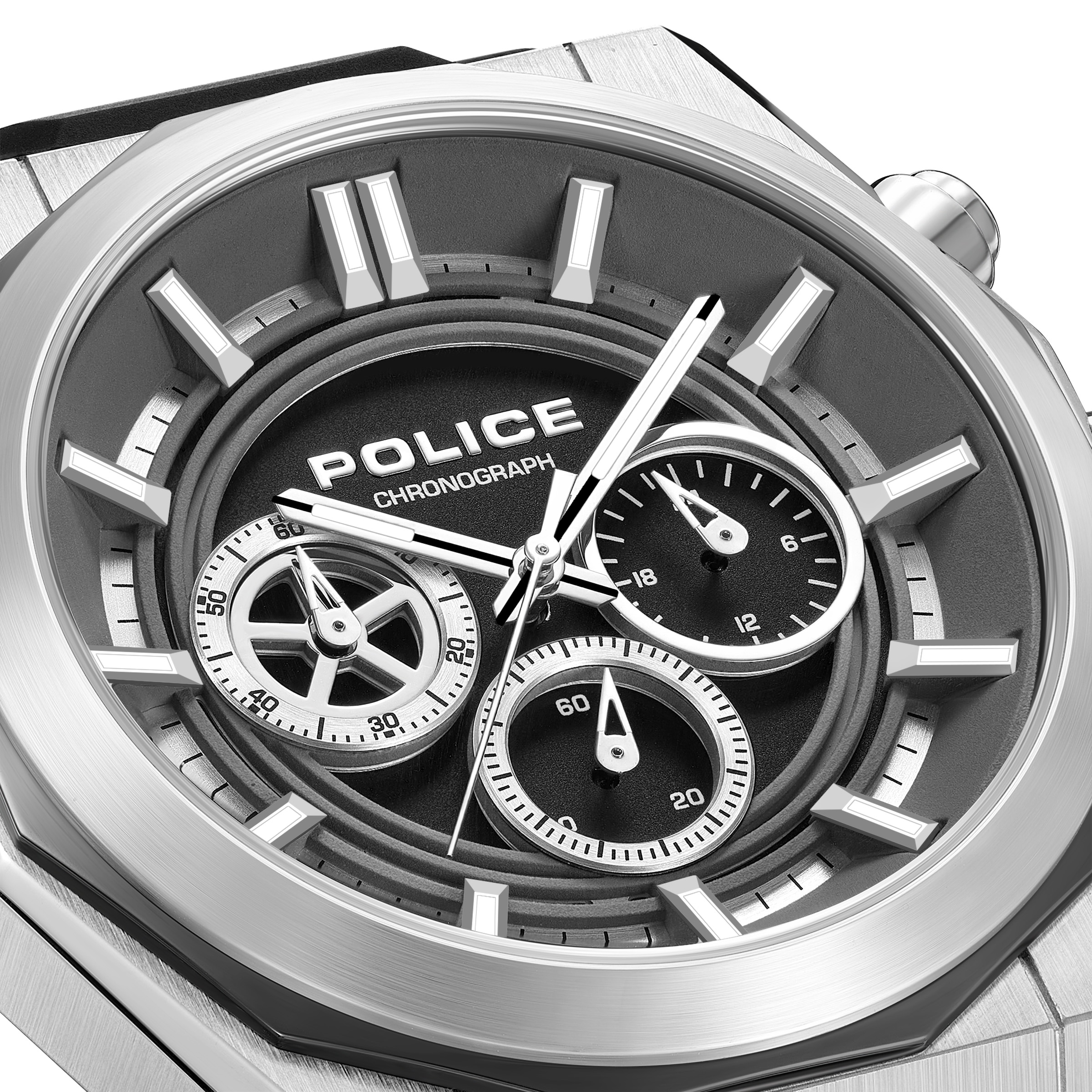 Police Chronograph »Steward« Quarzuhr, Armbanduhr, Herrenuhr, Silikonarmband, analog, Stoppfunktion
