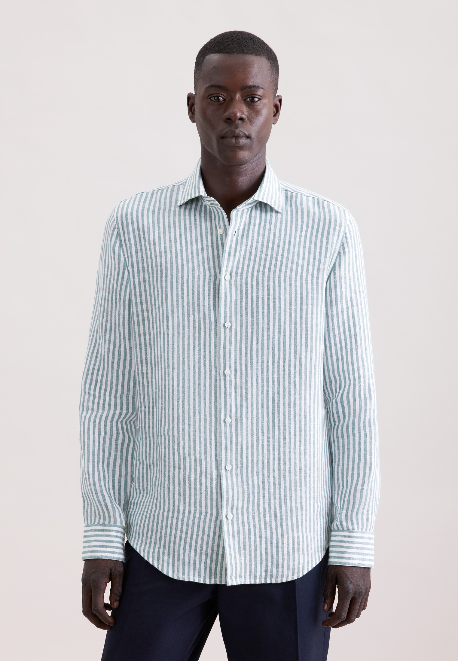 seidensticker Leinenhemd »Schwarze Rose« Slim 1/1 Kentkragen Gestreift