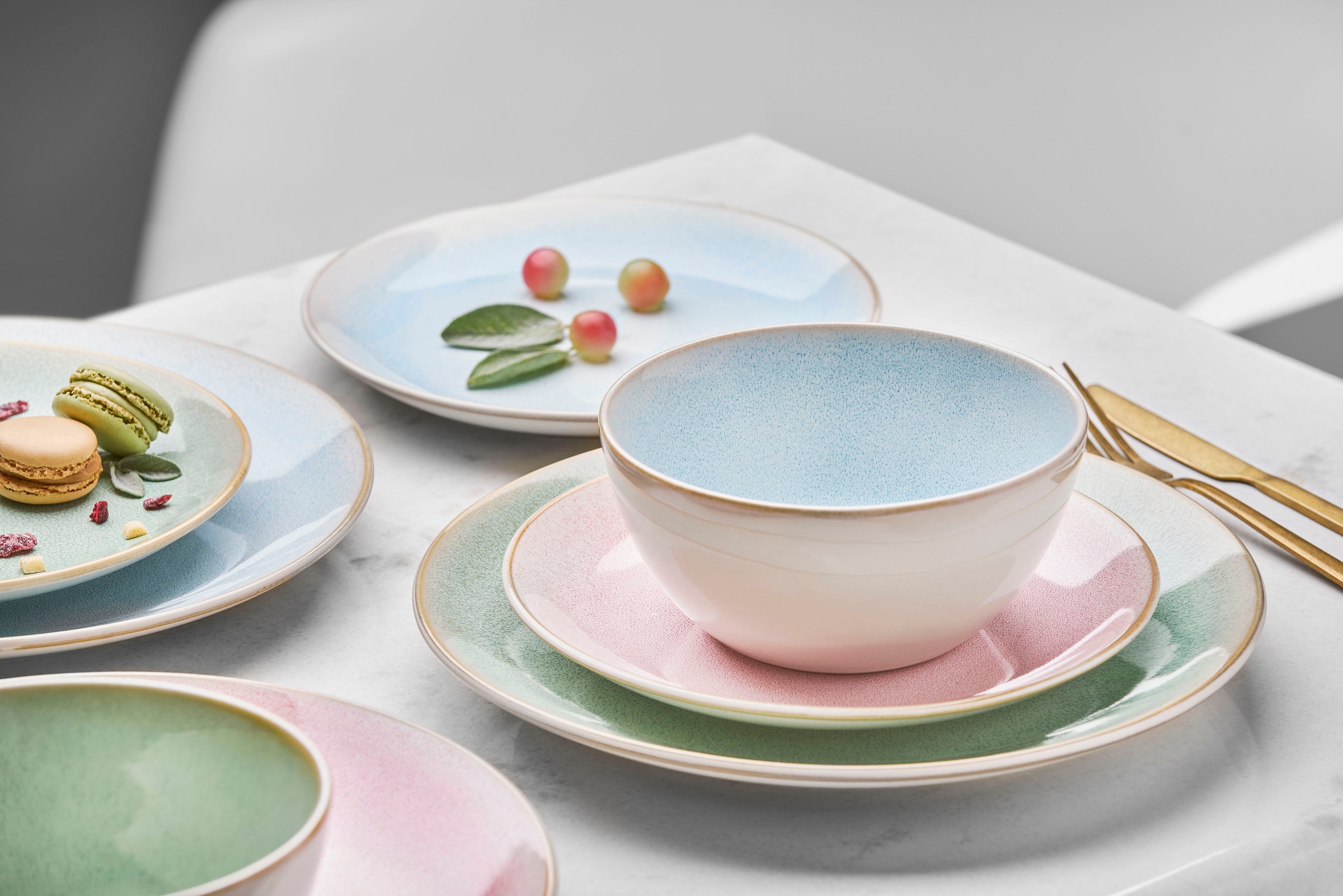 Töchter & Söhne Kombiservice »Hanna« reaktive Farbglasur, jedes Stück ein Unikat