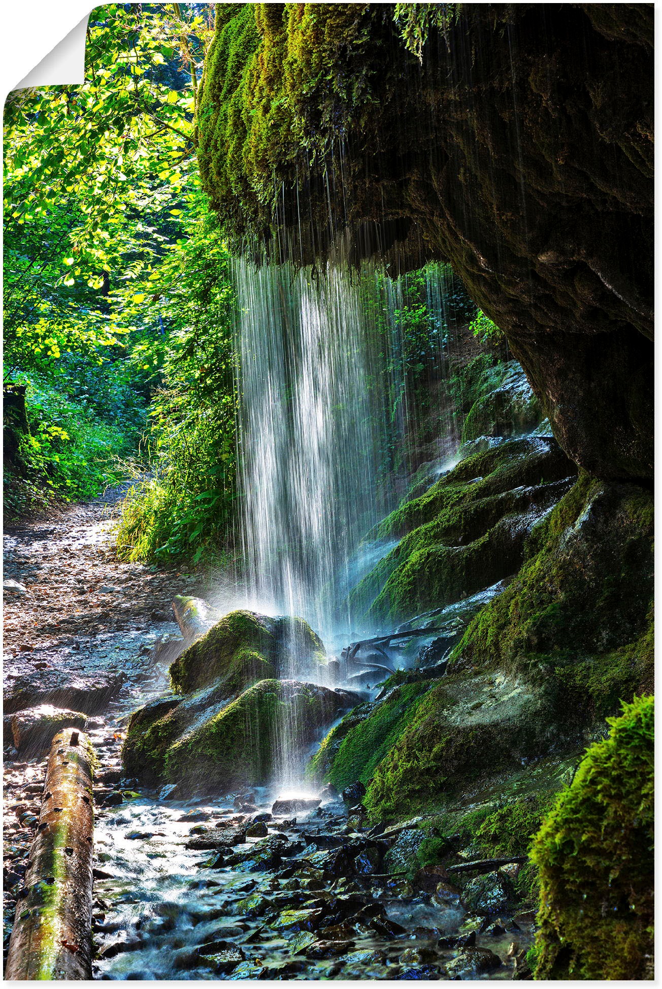 Artland Wandbild »Moosbedeckter Wasserfall«, Wasserfallbilder, (1 bequem versch. bestellen oder St.), Alubild, Größen als Wandaufkleber Poster in Leinwandbild