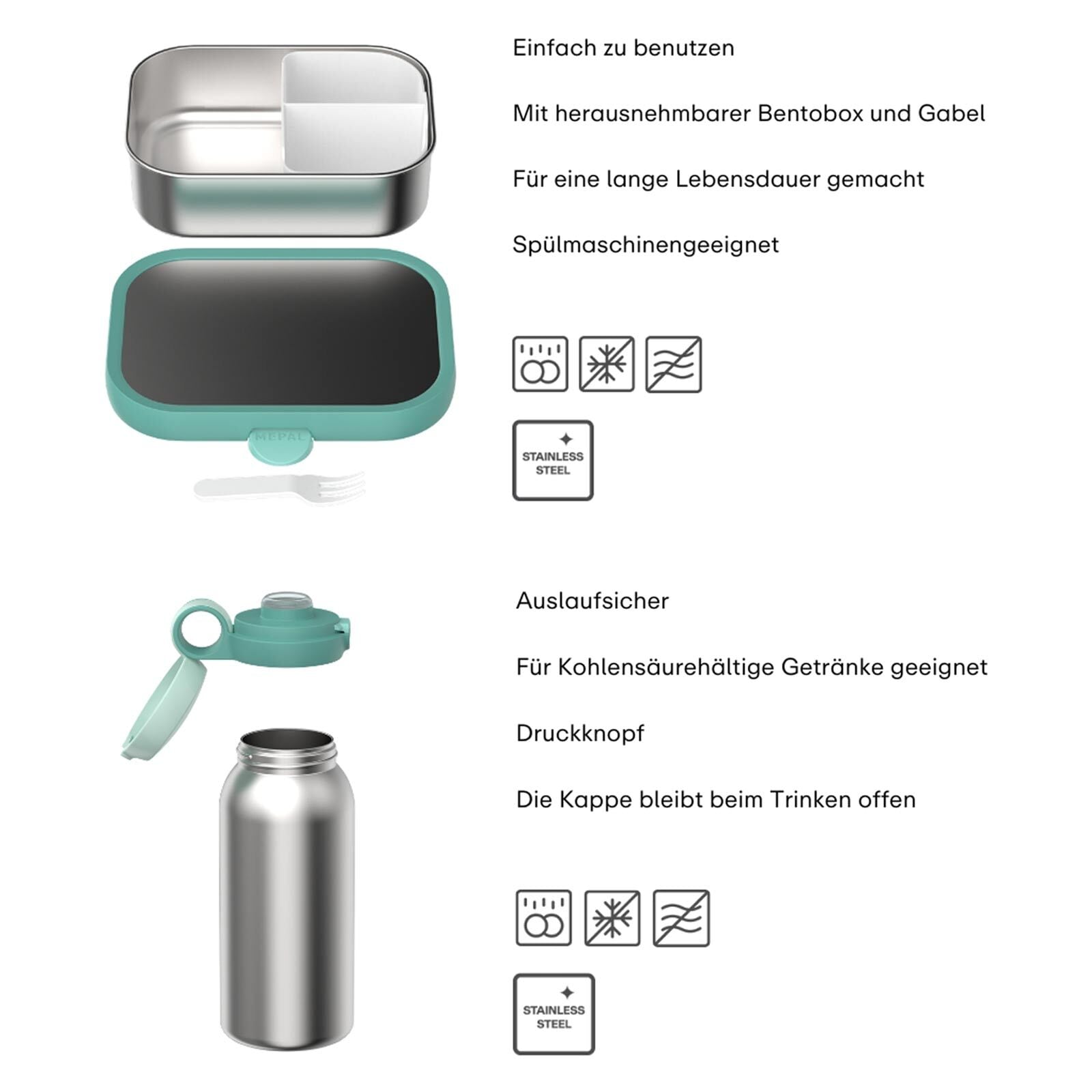 Mepal Lunchbox »Edelstahl-Lunchset Campus 2er Set« Spülmaschinenfest