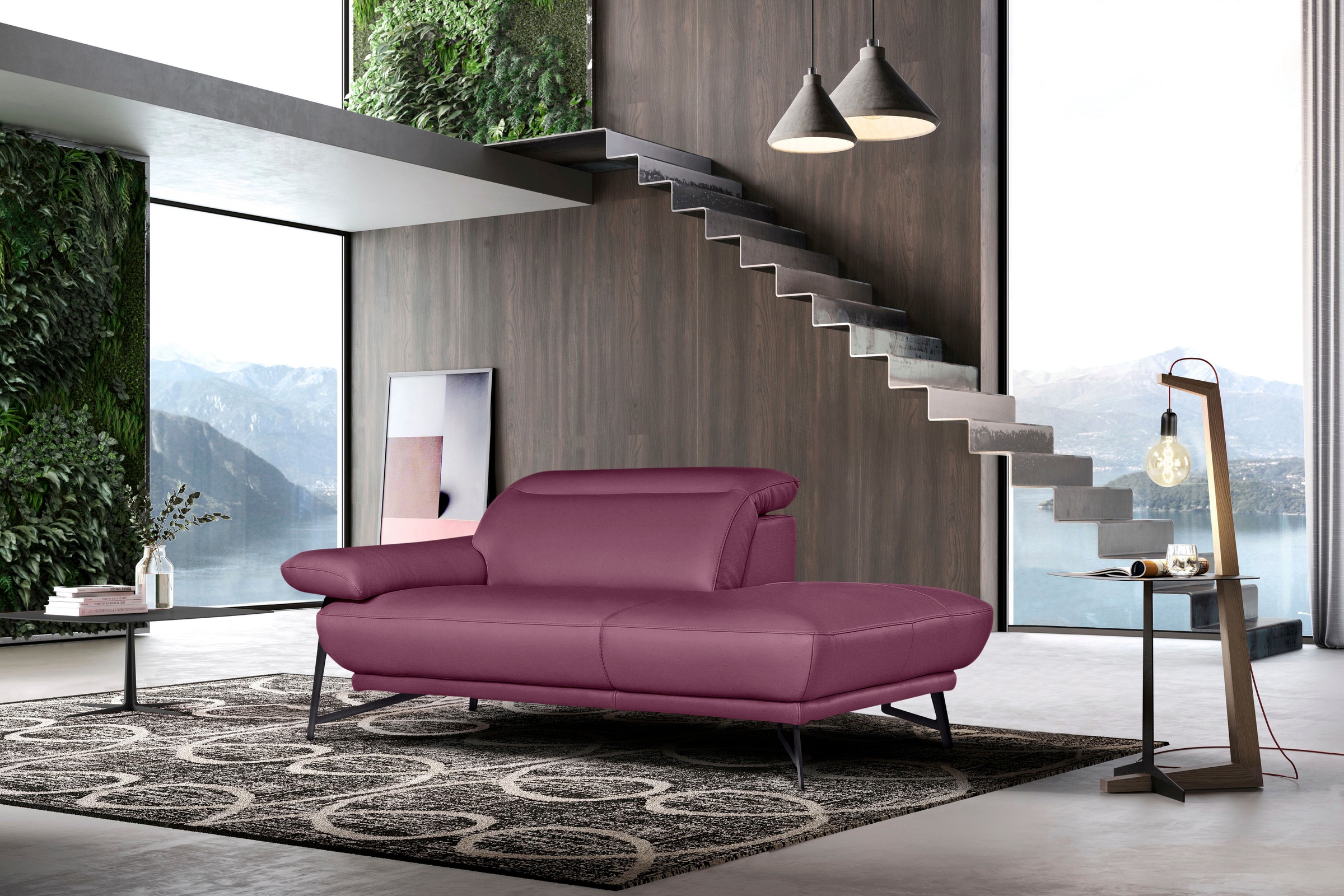 Egoitaliano Ottomane »Anais, Designsofa mit hohem Sitzkomfort, Designfuß«, Solitärmöbel als Blickfang, inkl. verstellbarer Kopfstützen