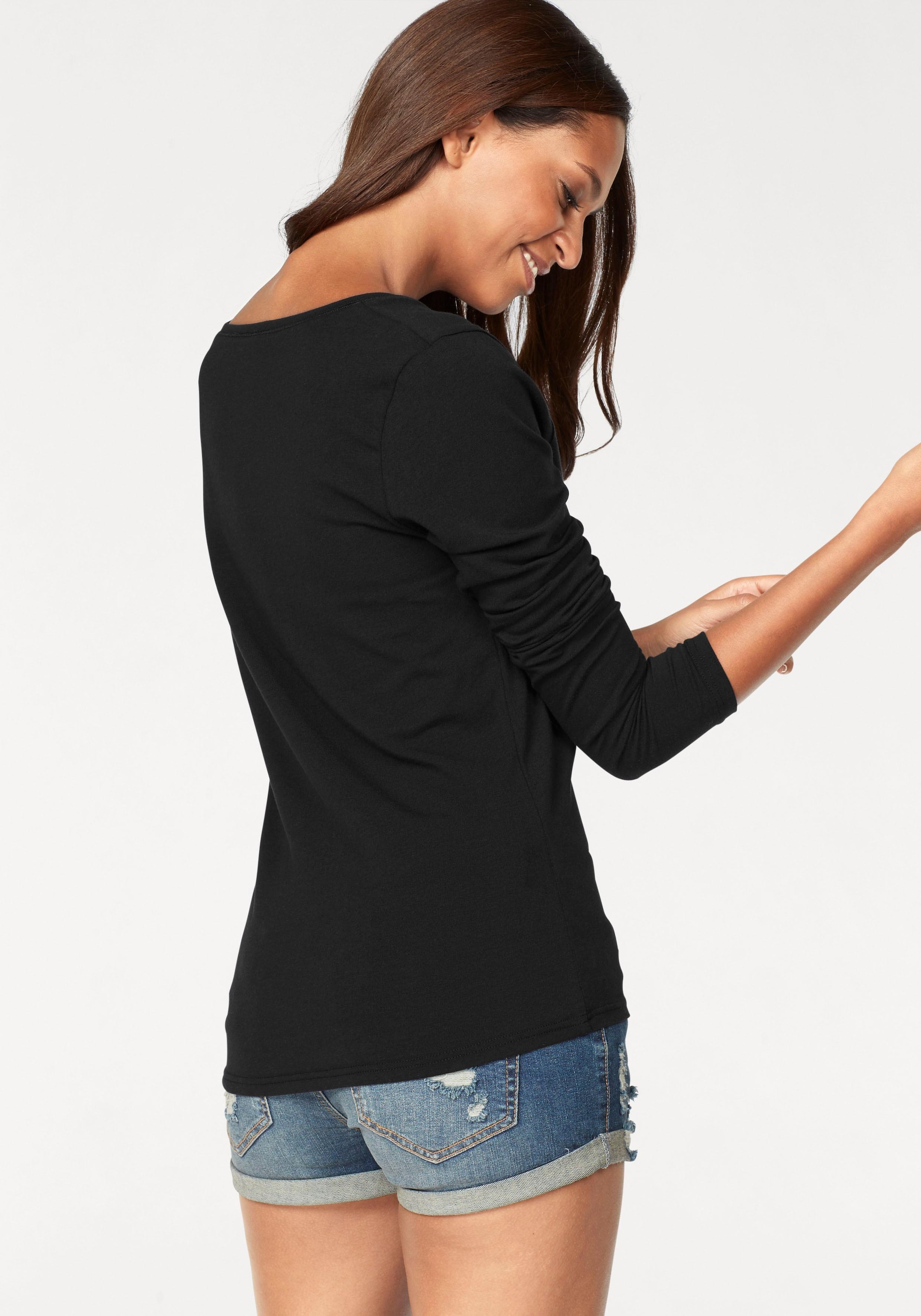 Vivance Langarmshirt »aus elastischer Baumwoll-Qualität«, (2er-Pack)