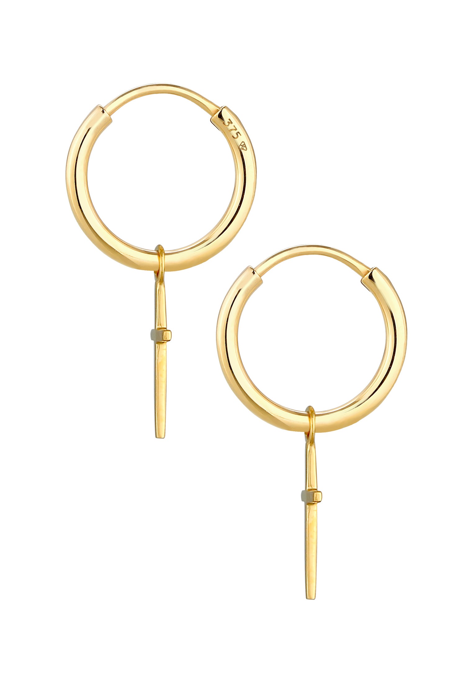 Elli Premium Paar Creolen »Ohrringe Creolen Kreuz Glaube Religion 375 Gelbgold«