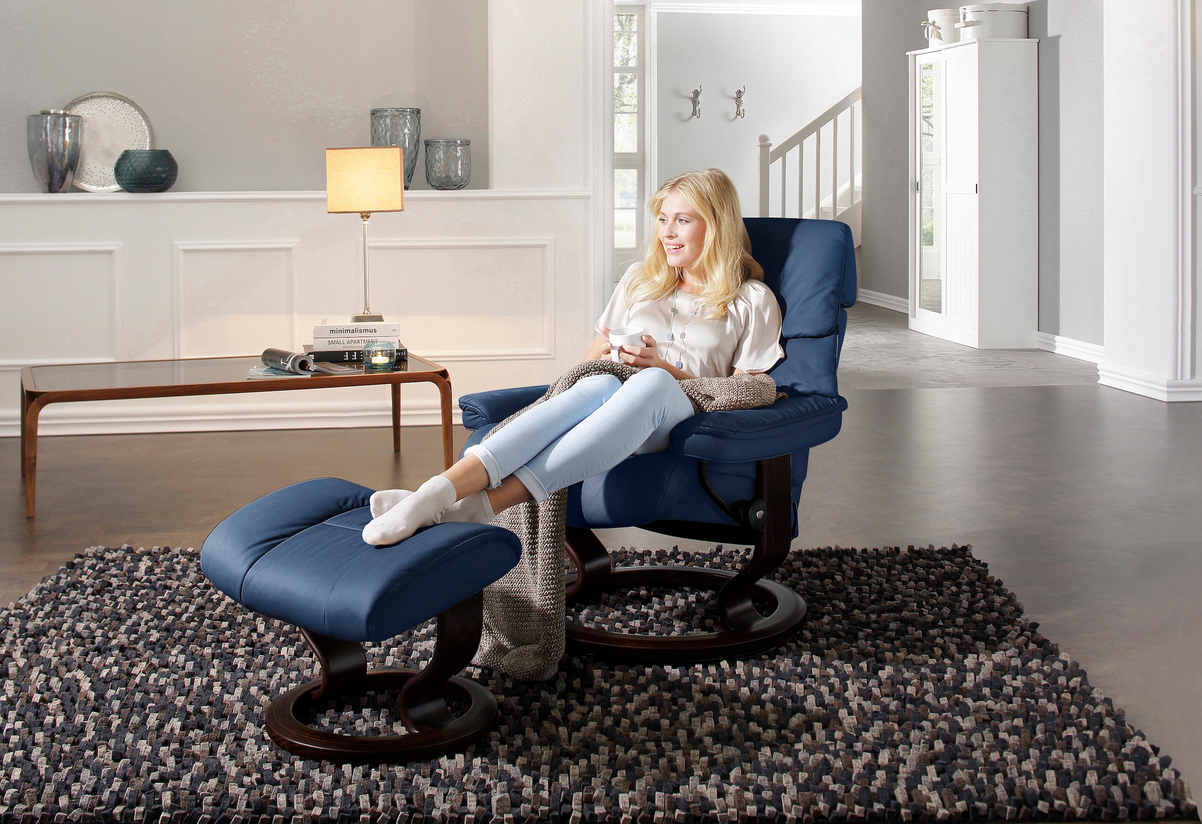 Stressless® Relaxsessel »Ruby«, (Set, Relaxsessel mit Hocker), mit Classic Base, Größe M, Gestell Eiche, Wenge, Braun & Schwarz