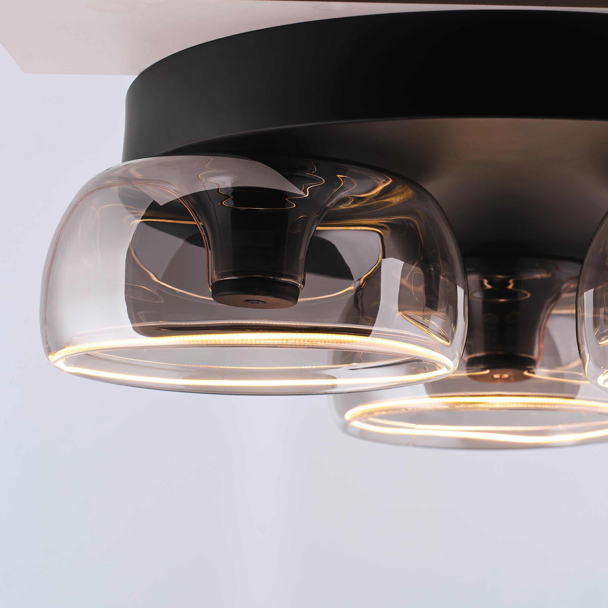 lumiCouture LED Deckenleuchte »Phantom« LED-Modul 1 Stk. Warmweiß Ø 39 cm, 1500 lm 2700 K, schwebende Optik, Rauchglas/Metall, schwarz
