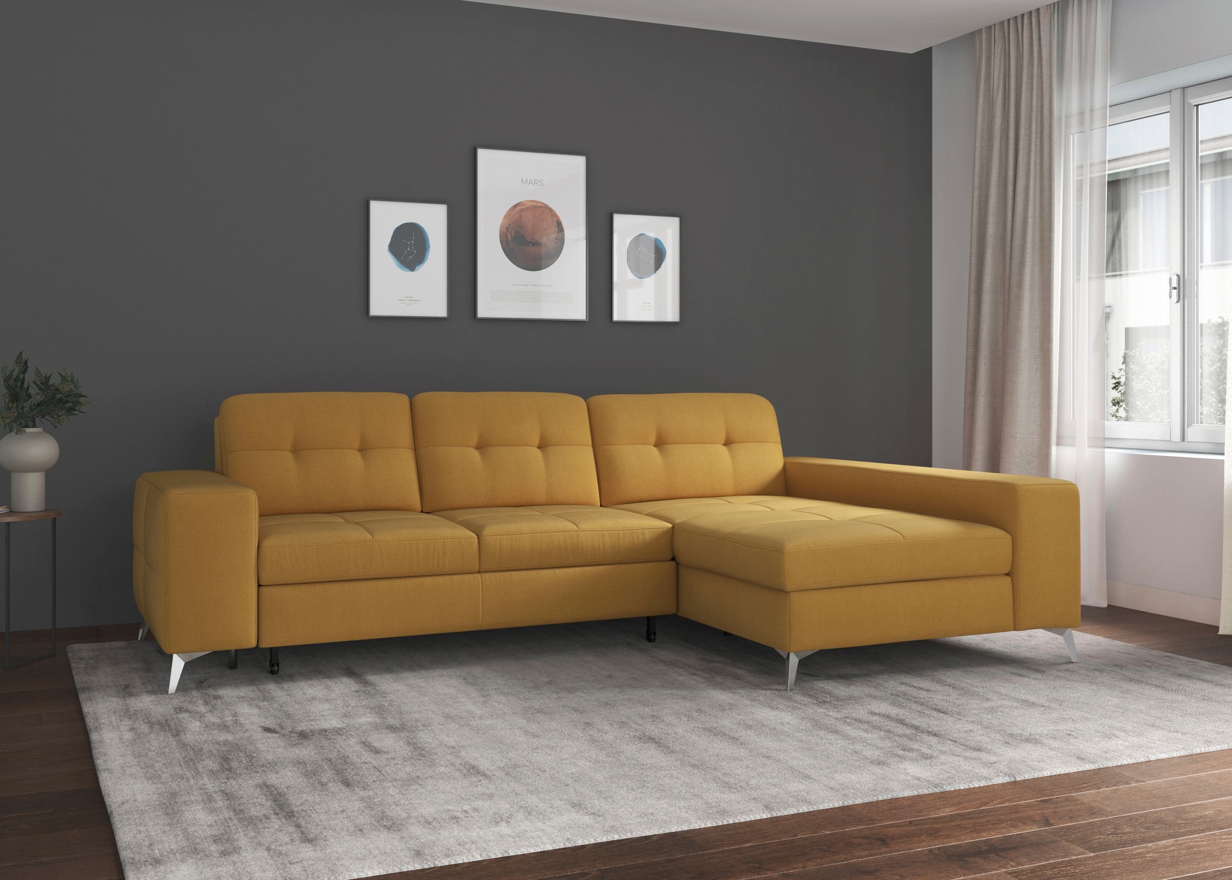 sit&more Ecksofa »Baviene L-Form«, inklusive Sitztiefenverstellung und Federkern, wahlweise Bettfunktion
