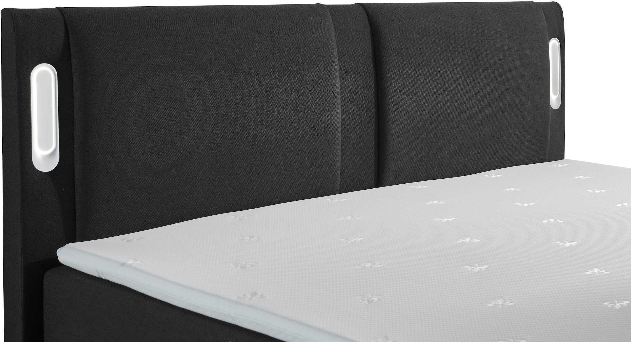 INOSIGN Boxbett »ELVERTA, Polsterbett mit Bettkasten, inkl. Taschenfederkernmatratze H3« mit Topper und LED-Beleuchtung, Strukturstoff-Bezug,  180x200 cm