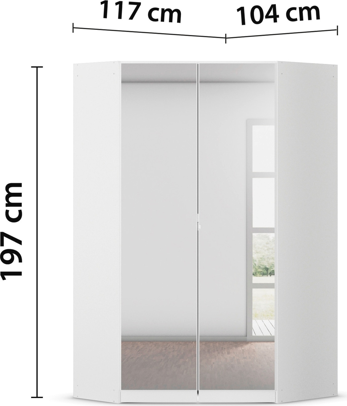 rauch Eckkleiderschrank »Kleiderschrank Schrank Garderobe Wäscheschrank COSTA 2-türig«, mit Spiegel, voll ausgestattet mit viel Stauraum MADE IN GERMANY