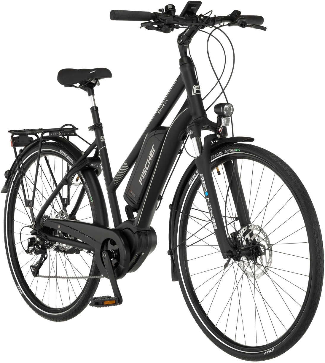 FISCHER Fahrrad E-Bike »VIATOR 3.0 Damen 49«, 8 Gang, Shimano, Acera, Mittelmotor 250 W, (mit Faltschloss), Pedelec, Elektrofahrrad für Damen u. Herren, Trekkingrad