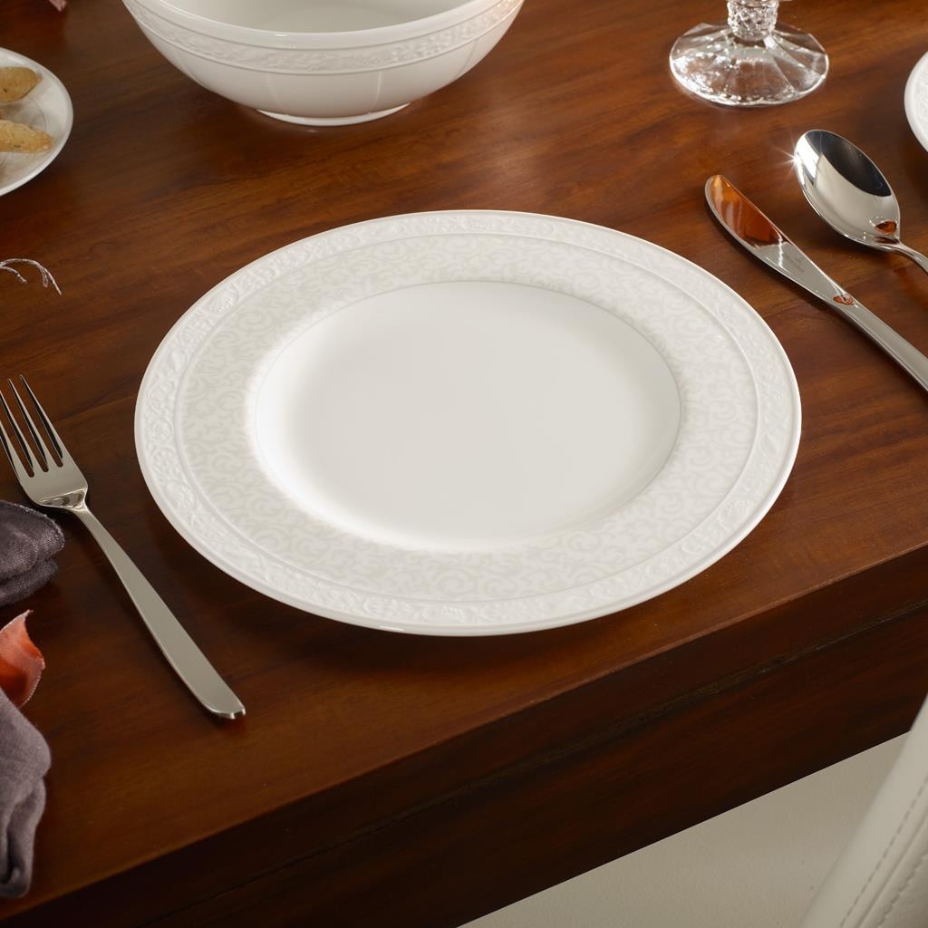 Villeroy & Boch Speiseteller »Speiseteller Gray Pearl ø 27,5 cm 6er Set weiß« Spülmaschinengeeignet, Mikrowellengeeignet