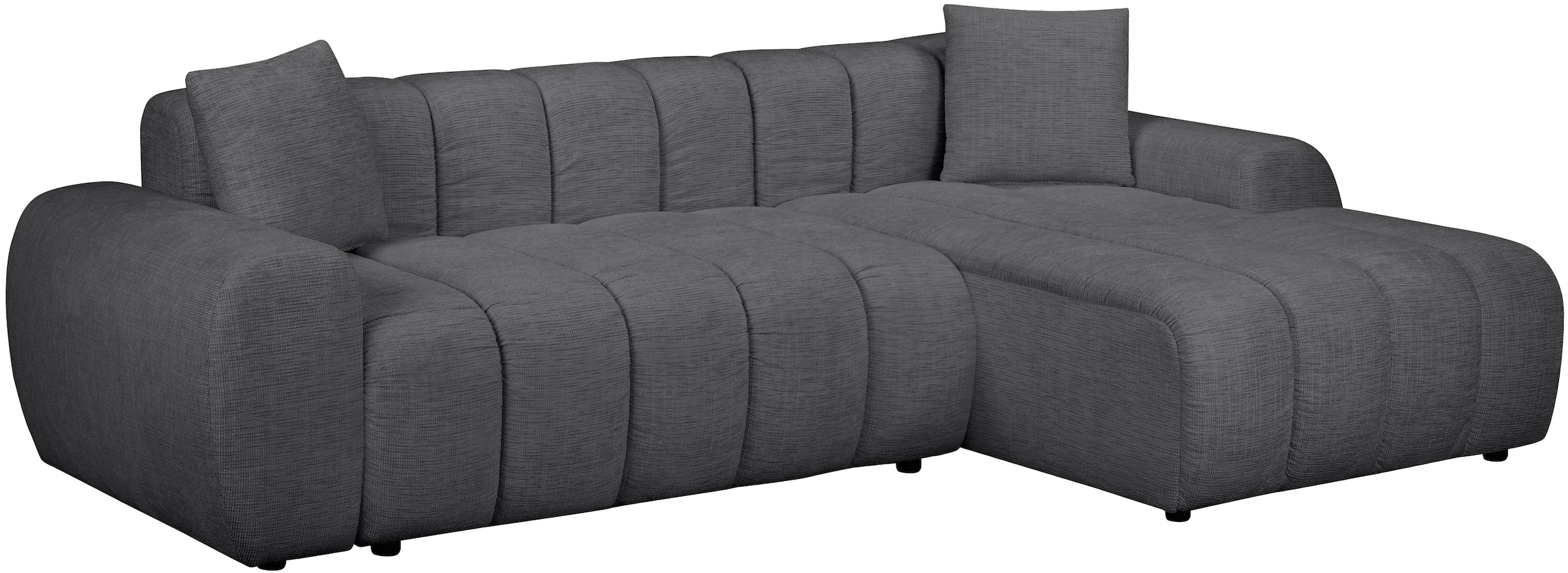 OTTO home Ecksofa »LAURRENT mit Schlaffunktion, Feinstruktur, L-Form, 246 cm« Liegefläche (123/191cm), Bettkasten, Taschenfederkern u. Topper