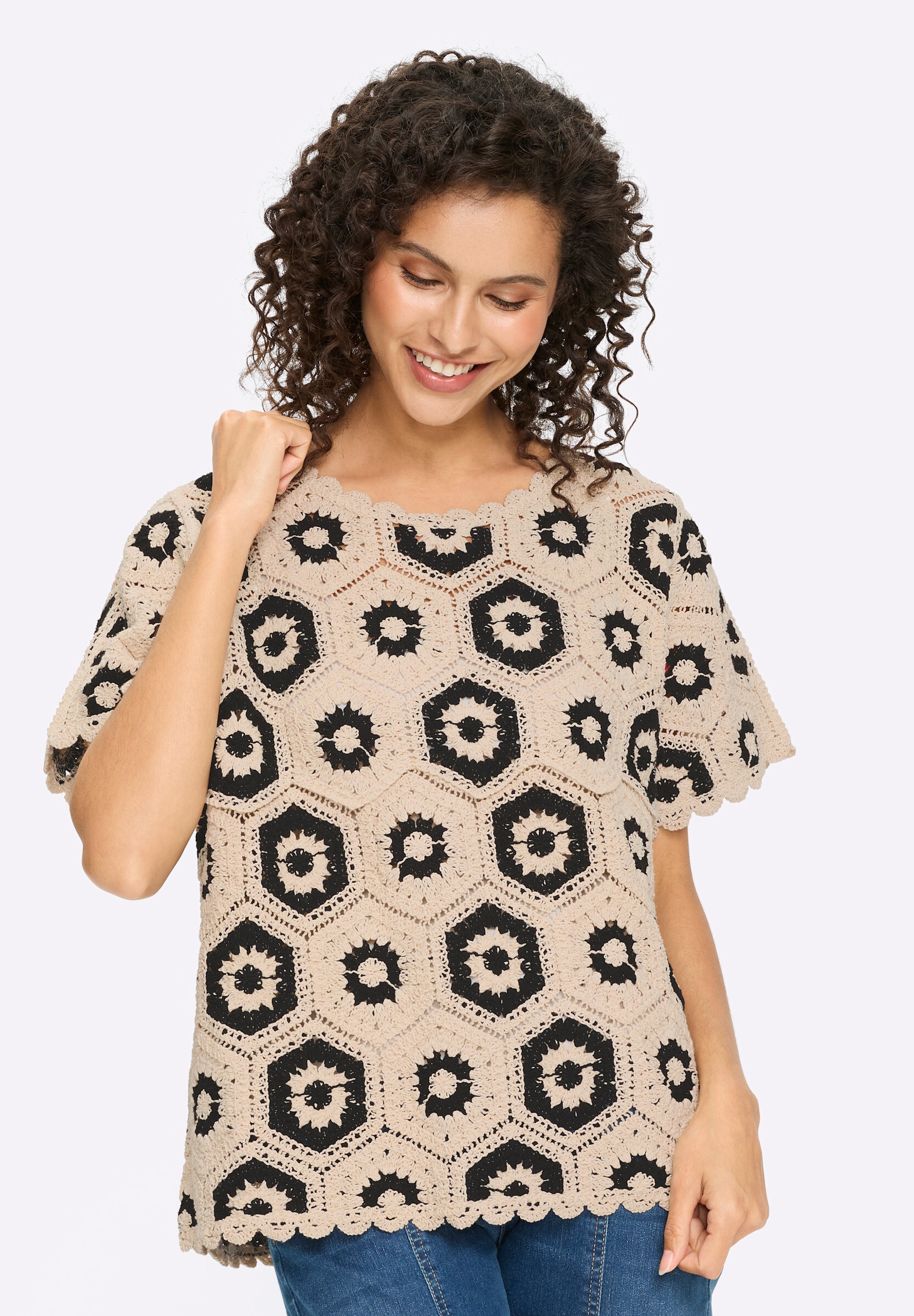 heine Strickpullover »Pullover Pullover aus Crochet-Spitze«
