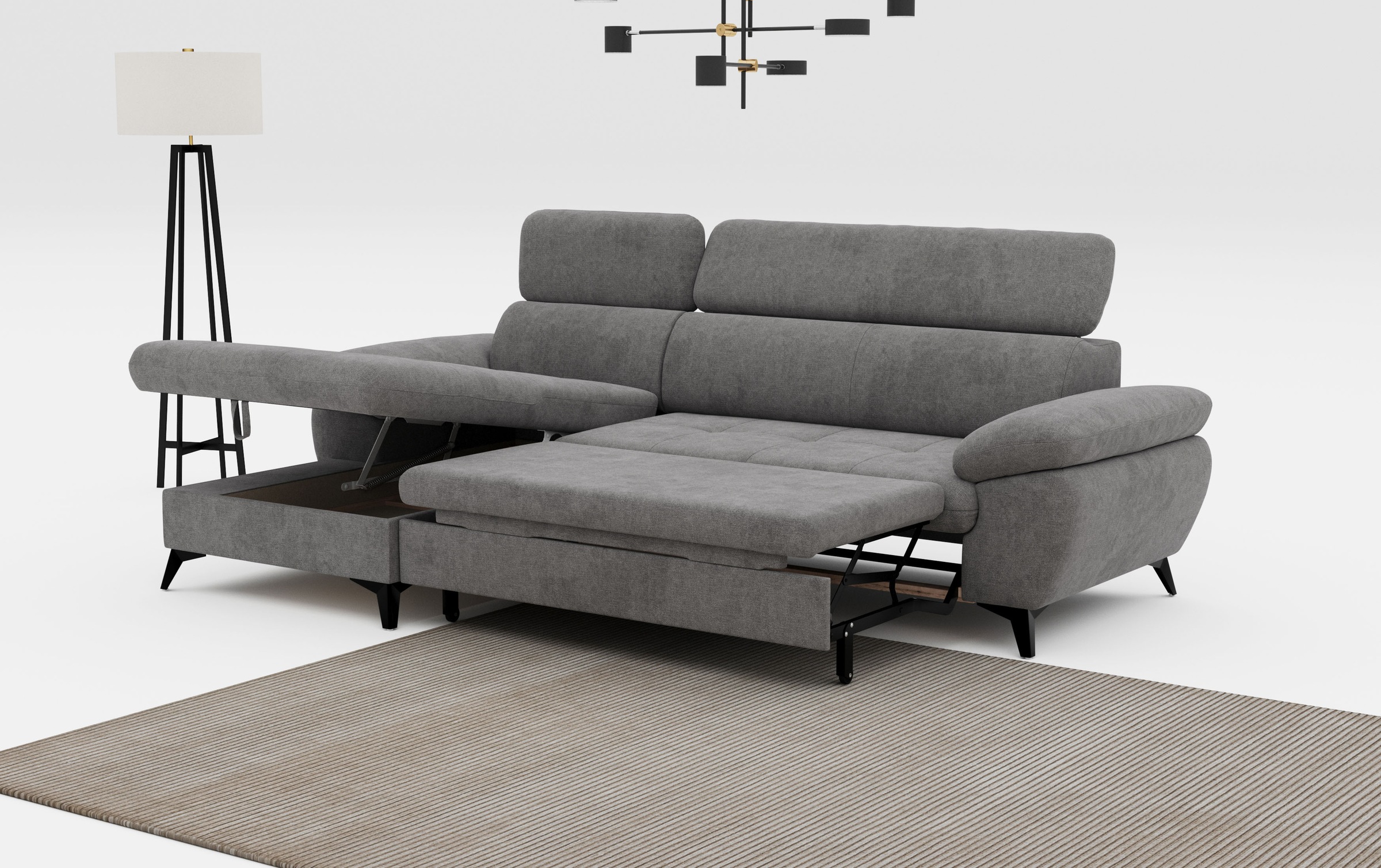 COTTA Ecksofa »Hudson L-Form«, mit Kopfteilverstellung, wahlweise mit Bettfunktion & Bettkasten