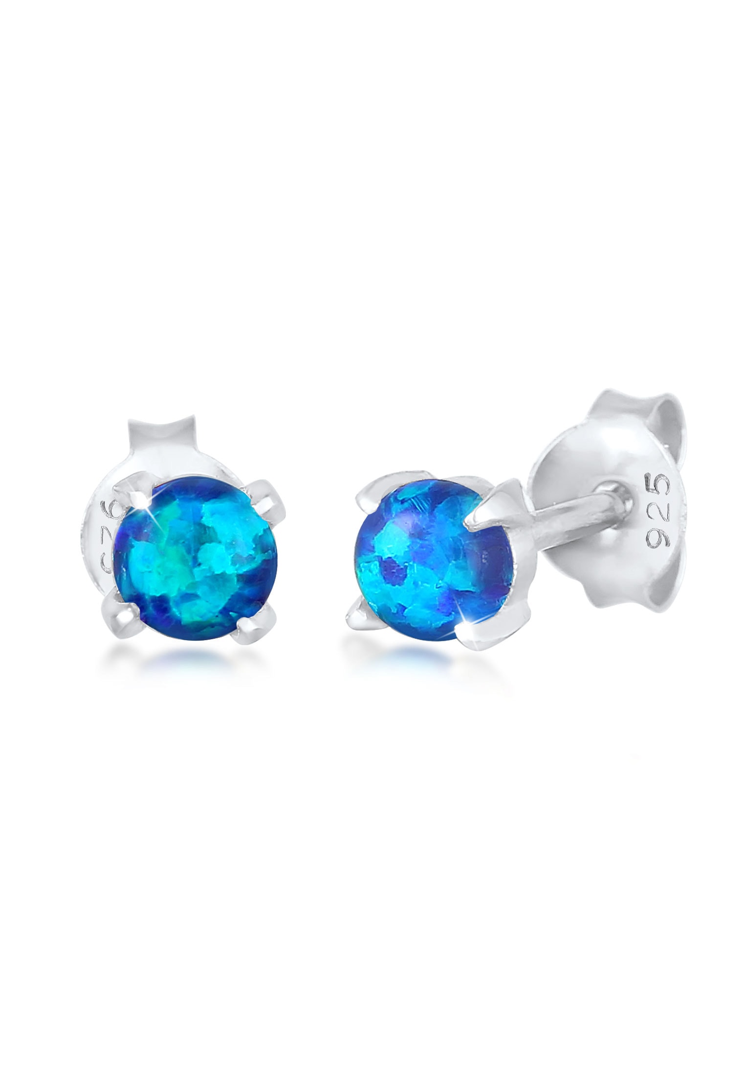 Elli Paar Ohrstecker »Ohrringe Stecker Opal Rund Synthetisch 925 Silber«