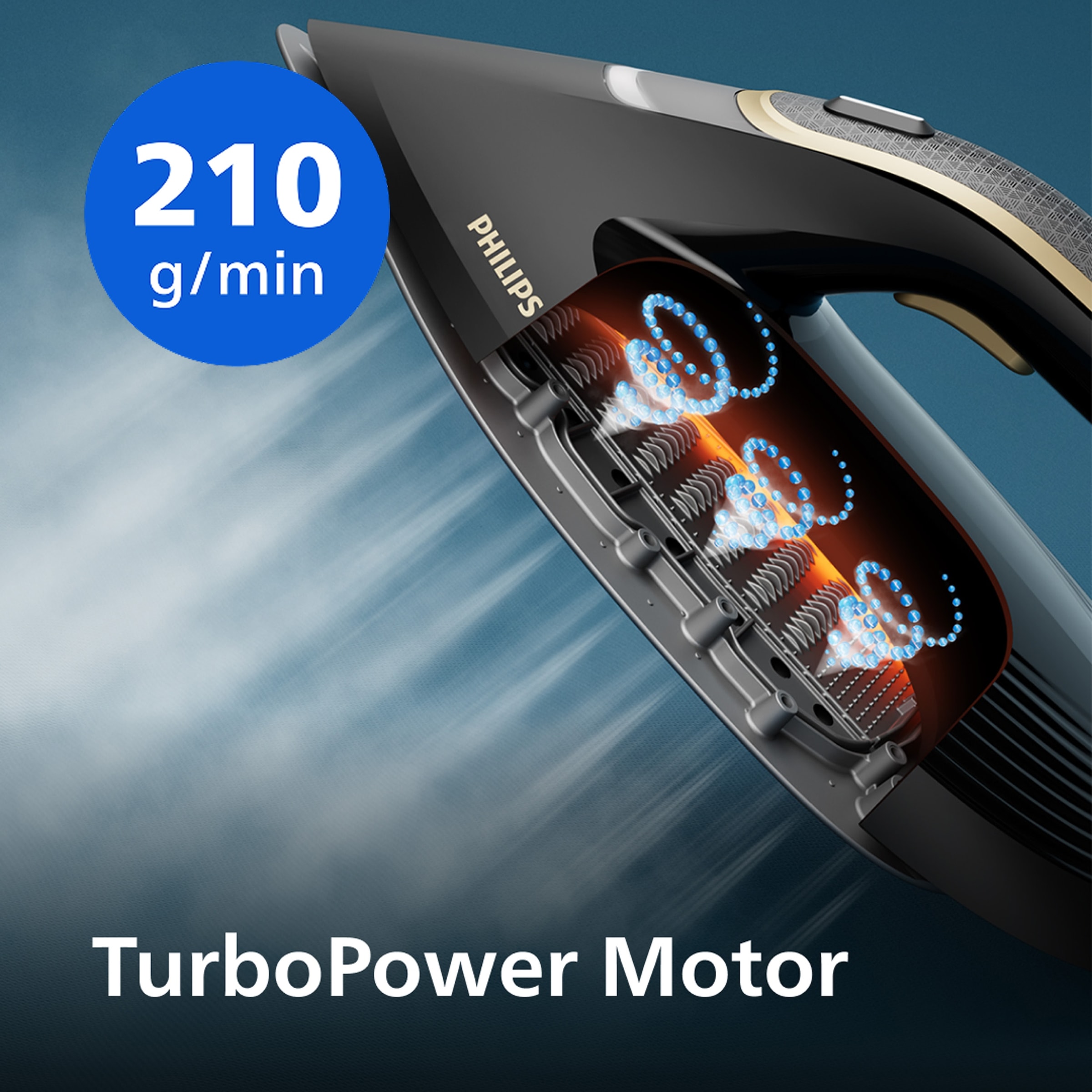 Philips Dampfbügelstation »PerfectCare 8000 Series PSG8300/20, Dunkelblau/Gold« 1,4 ml Wassertank 3.120 Watt, OptimalTemp & TurboPower-Dampfmotor, 850 gr Dampfstoß