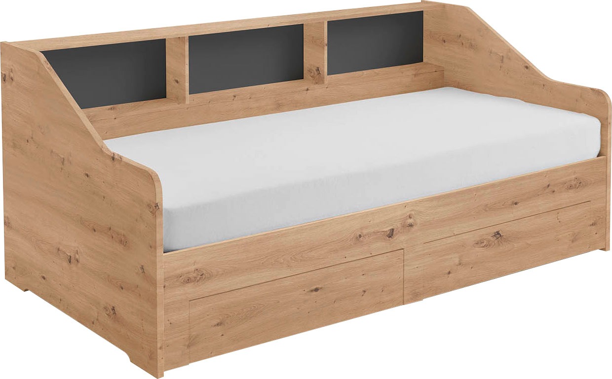 Relita, Stauraumbett »Rene« ausziehbarer Unterbau und 2 Schubladen. Lieferung ohne Matratze, eiche artisan, Liegefläche Länge Breite: 200 cm x 90 cm