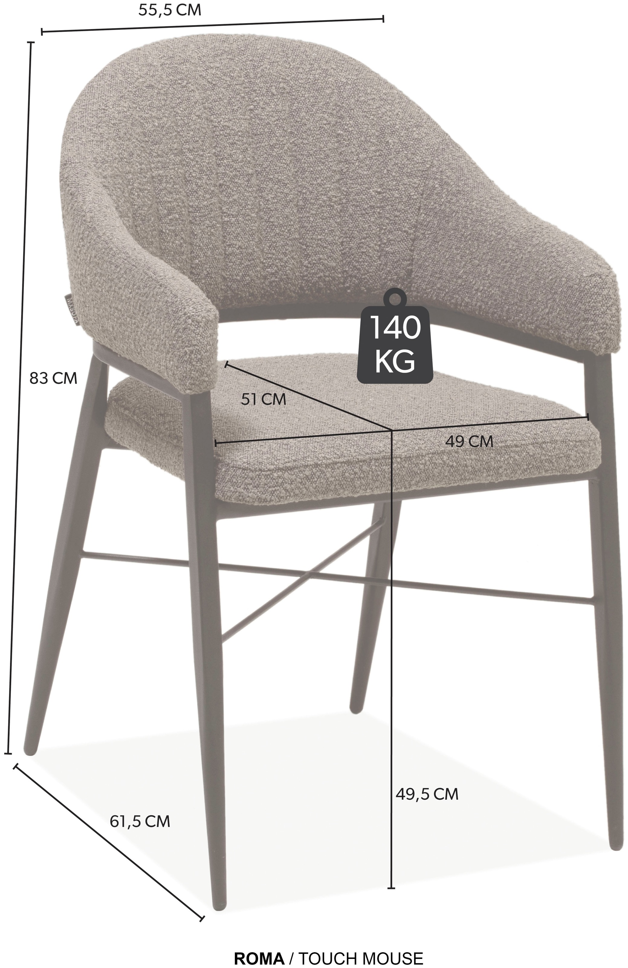 OMG Design Armlehnstuhl »Roma« (Set) 1 Stk.bequemer Esszimmerstuhl, Polsterstuhl mit Bouclé Bezug