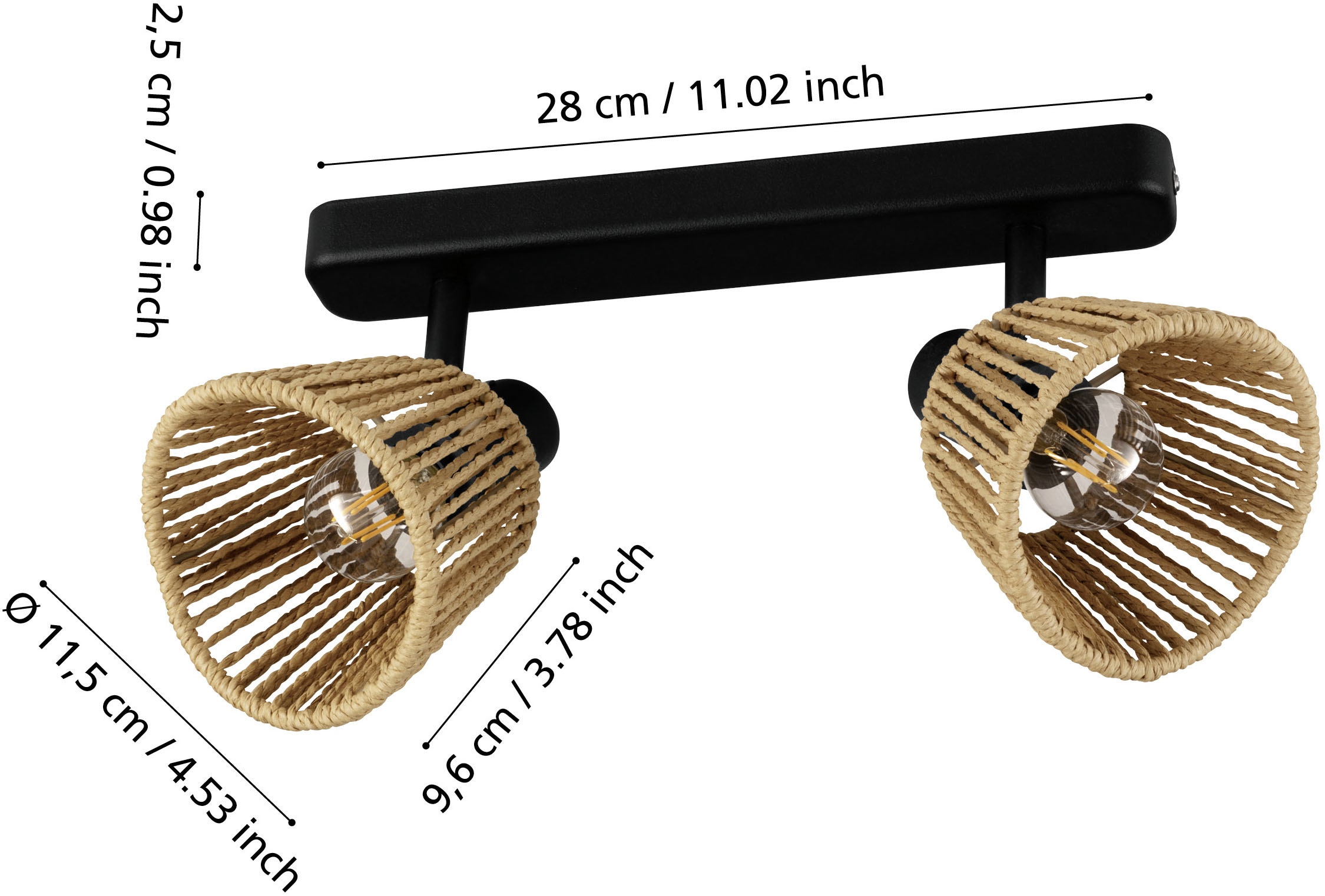 EGLO Deckenleuchte »KEELBY Spotlampe - Stahl - E14 - 2X40W - IP20« E14 1 Stk. Deckenlampe, Deckenstrahler, Strahler, L30 x B4,5 x H14 cm