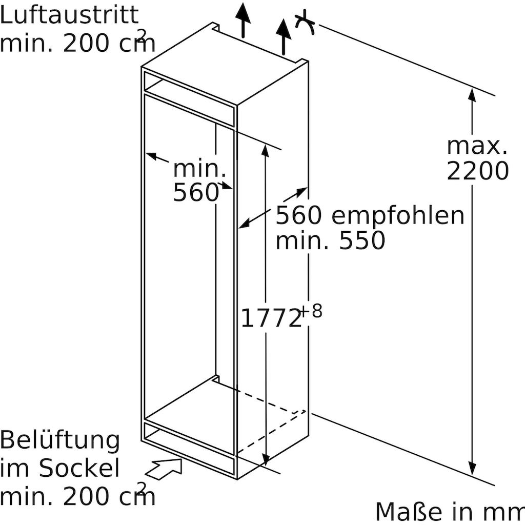 SIEMENS Einbaukühlschrank »KI81RADE0«, KI81RADE0, 177,2 cm hoch, 55,8 cm breit