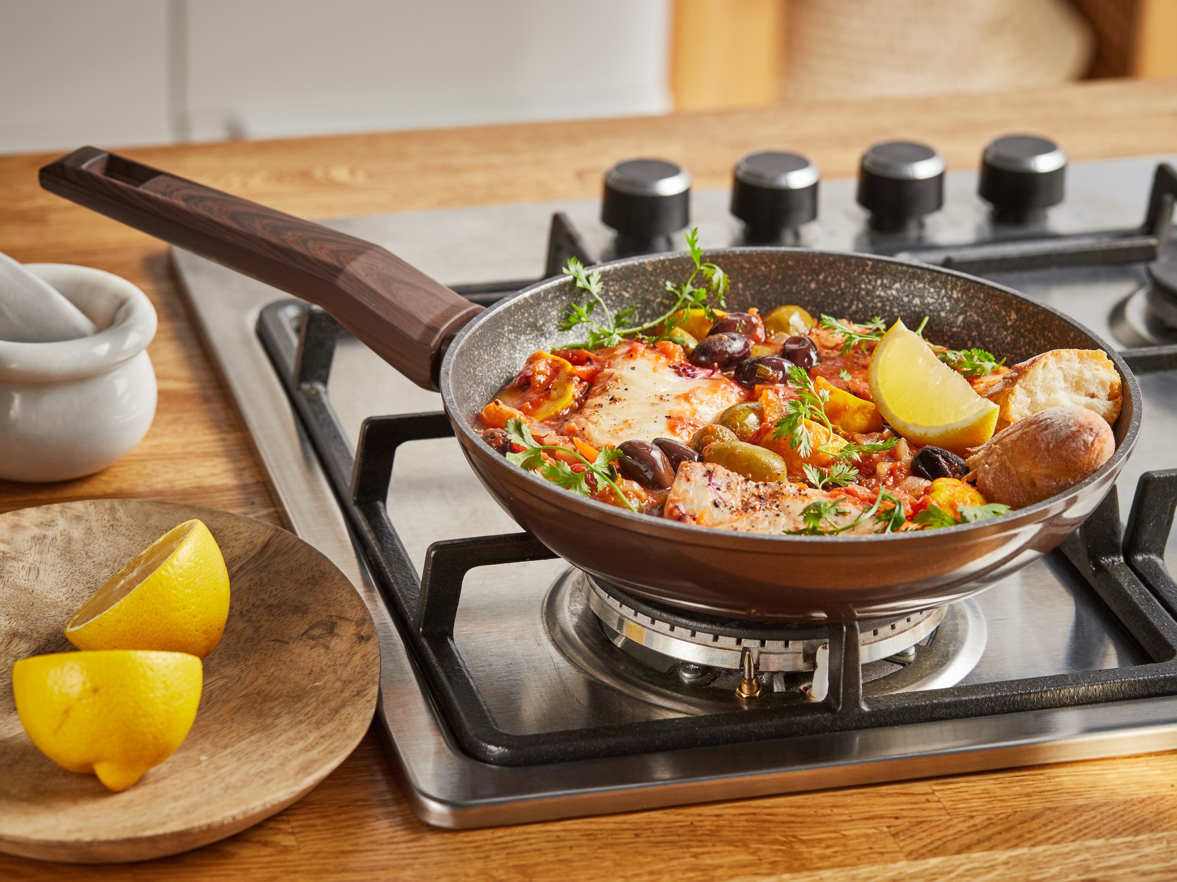 RESTO Kitchenware Pfannen-Set »Carina, antihaftbeschichtet und spülmaschinenfest« Aluminium Set, 1x Bratpfanne Ø 24, 1x Bratpfanne Ø 28, 2 Stk. tlg. für alle Herdarten geeignet, auch Induktion