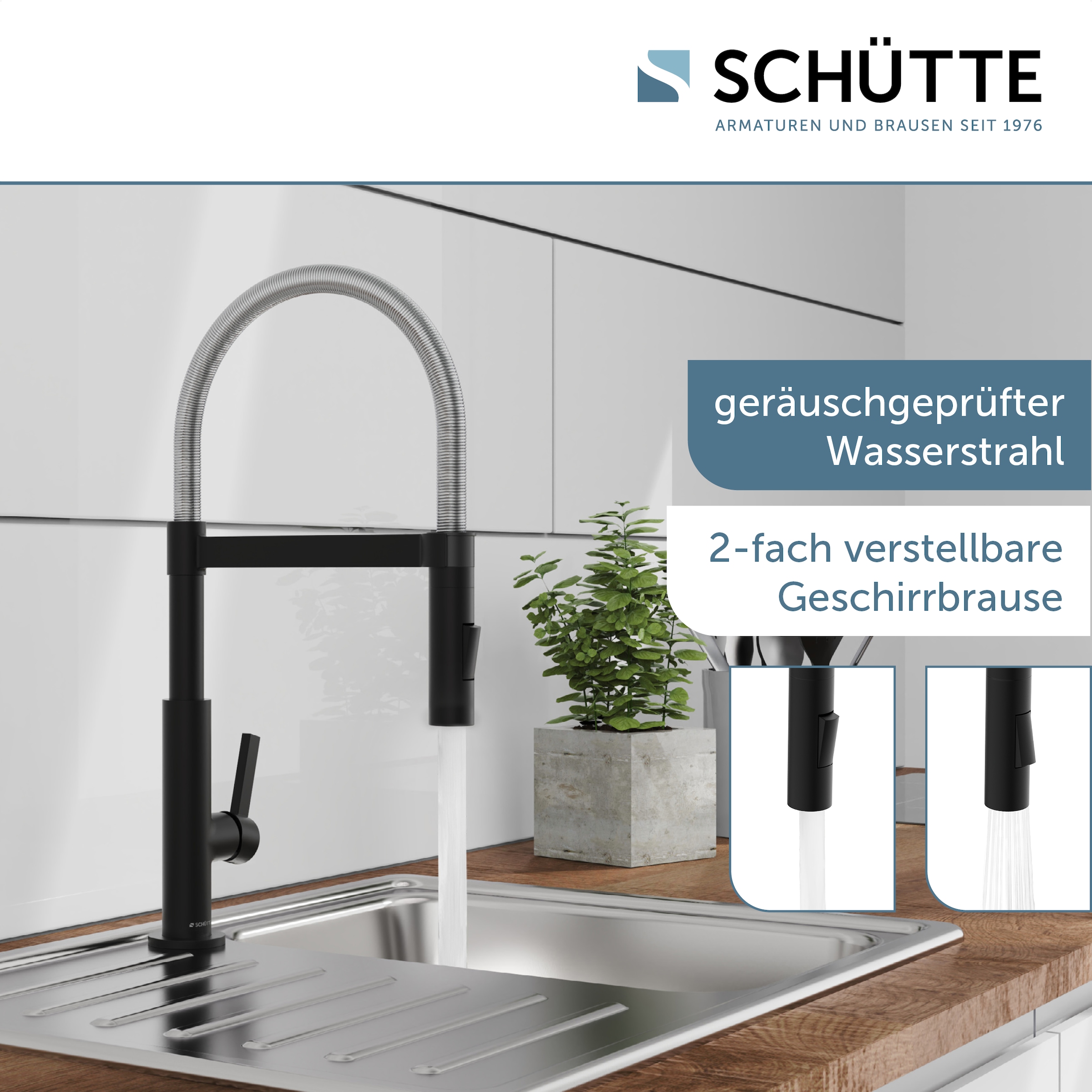 Schütte Spültischarmatur »MIAMI« energiesparende Cold-Start-Funkt., 360° schwenkbar, 2-fach verstellbar