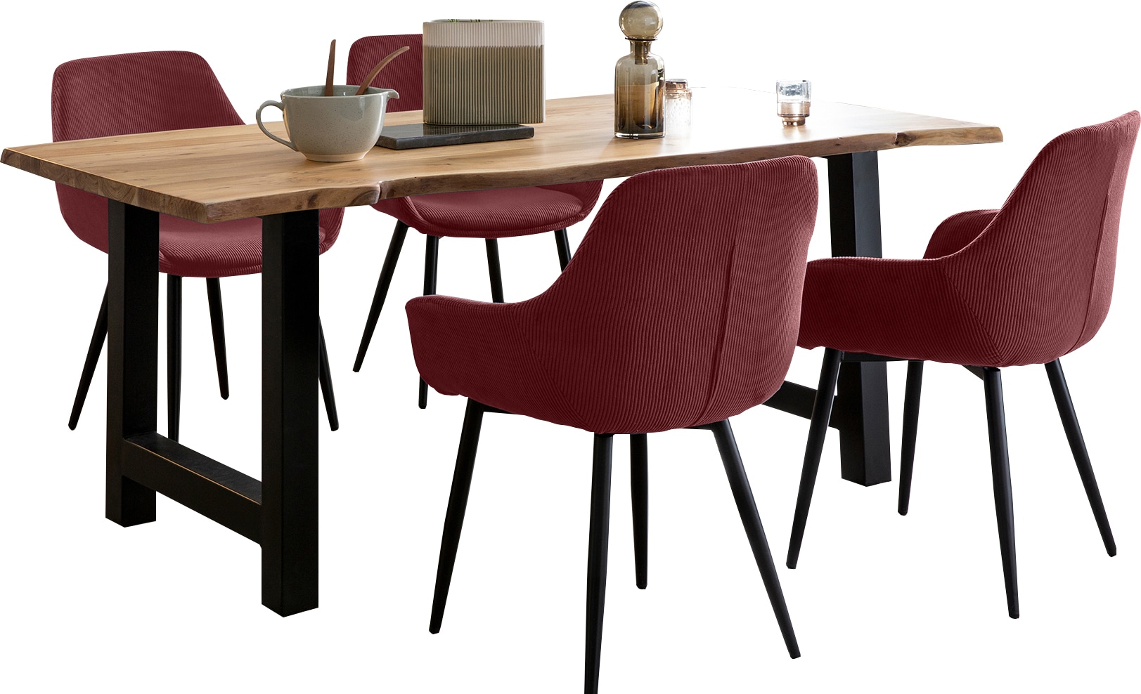 SalesFever Essgruppe »Elegante Essgruppe für stilvolles Speisen«, (Set, 5 tlg.), Massivholz geölt und zweifach gewachst
