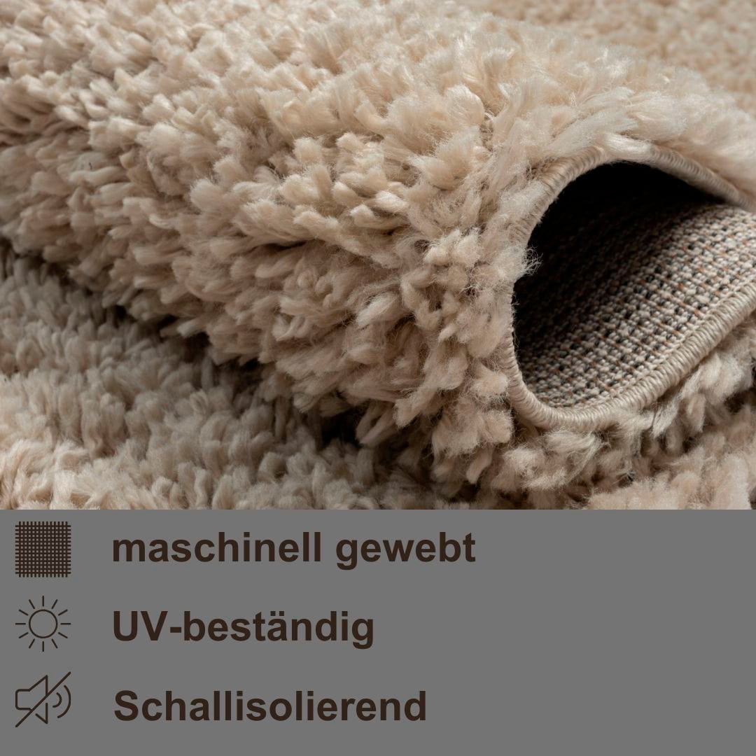 Myflair Möbel & Accessoires Hochflor-Bettumrandung »My Shaggy«, (3 tlg.), Shaggy, Uni-Farben, leicht glänzend, extra flauschig, Läufer-Set