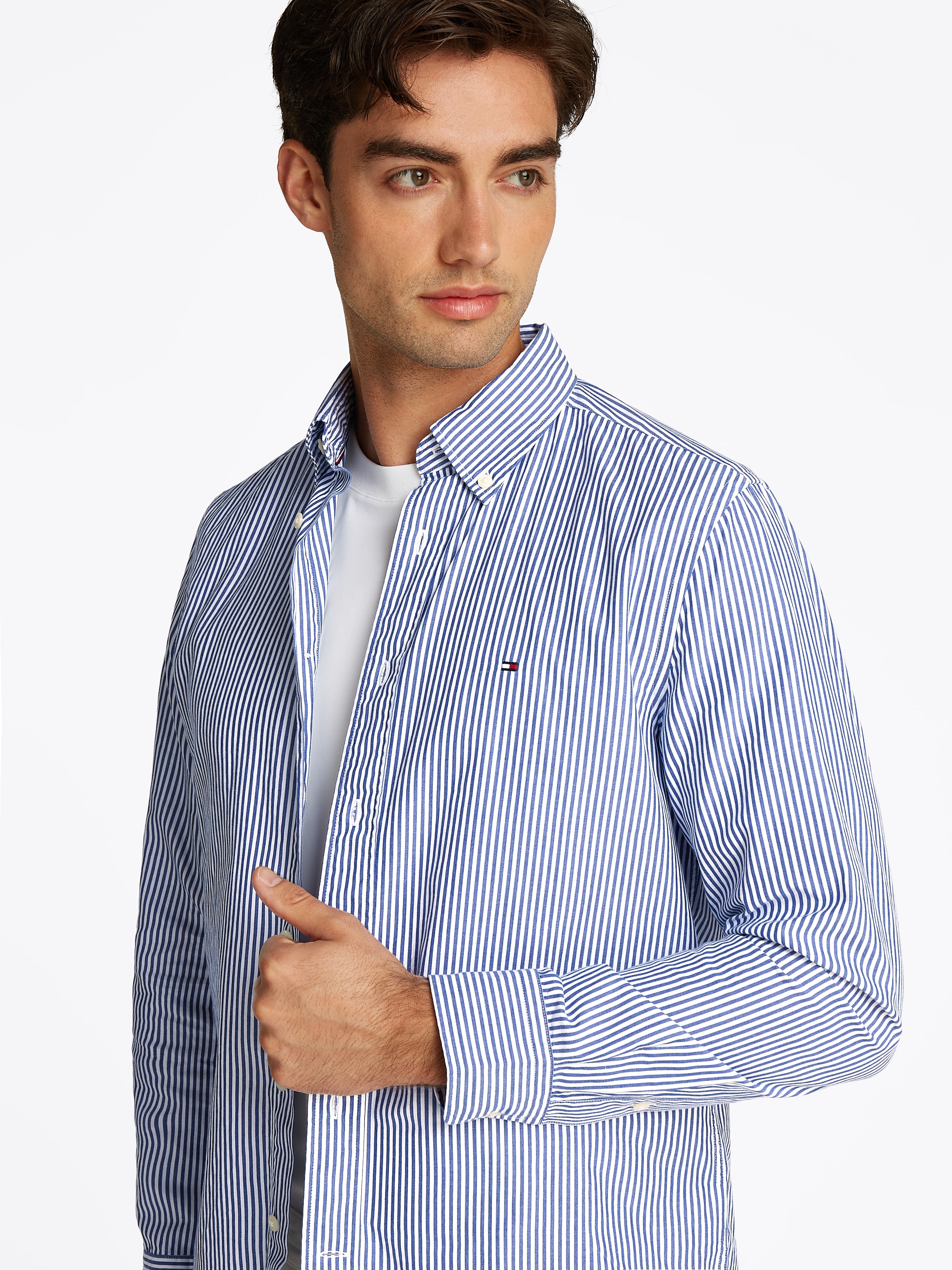Tommy Hilfiger Langarmhemd »FLEX POPLIN CLASSIC STP RF SHIRT«, mit Sreifenmuster