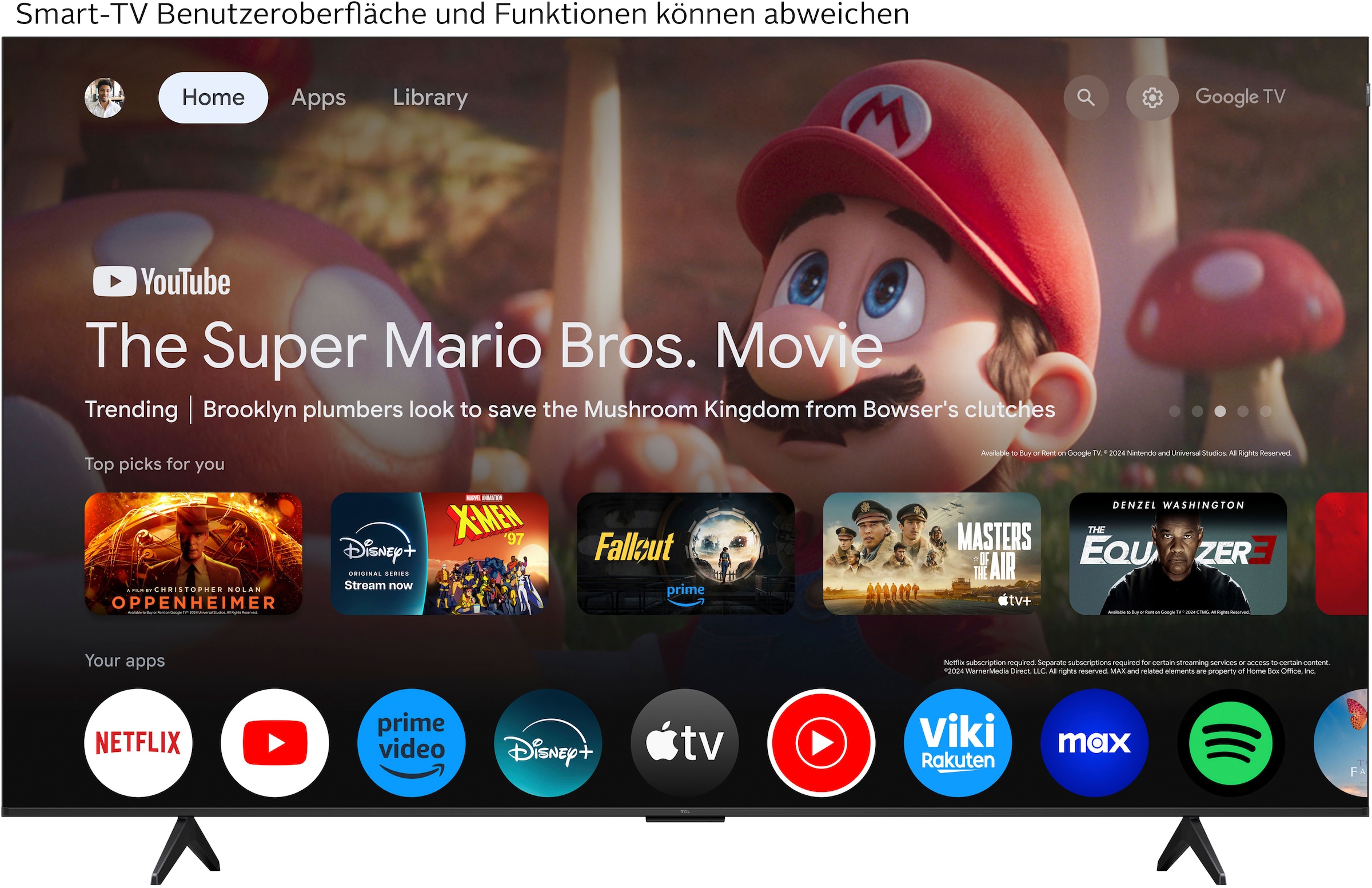 TCL QLED-Fernseher »85P71KX1«, 4K Ultra HD, Google TV-Smart-TV, Multi-HDR, Dolby Vision, Smart TV, Apple TV, Dolby Atmos, Slim Design