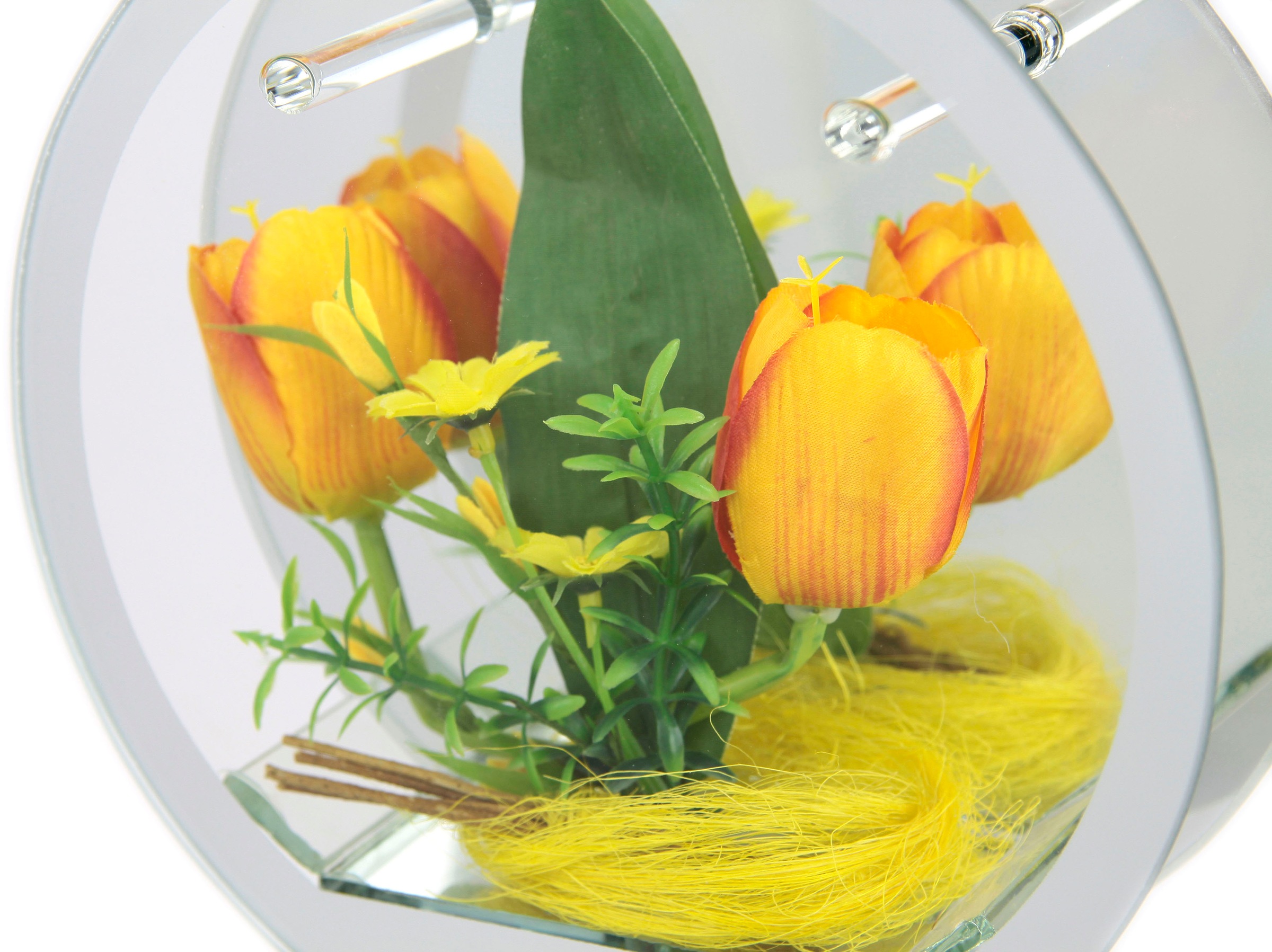 I.GE.A. Dekoobjekt »LED-Tulpe«, Dekoriertes Glas mit Tulpen Gänseblümchen Hase Lichtergirlande LED 3D