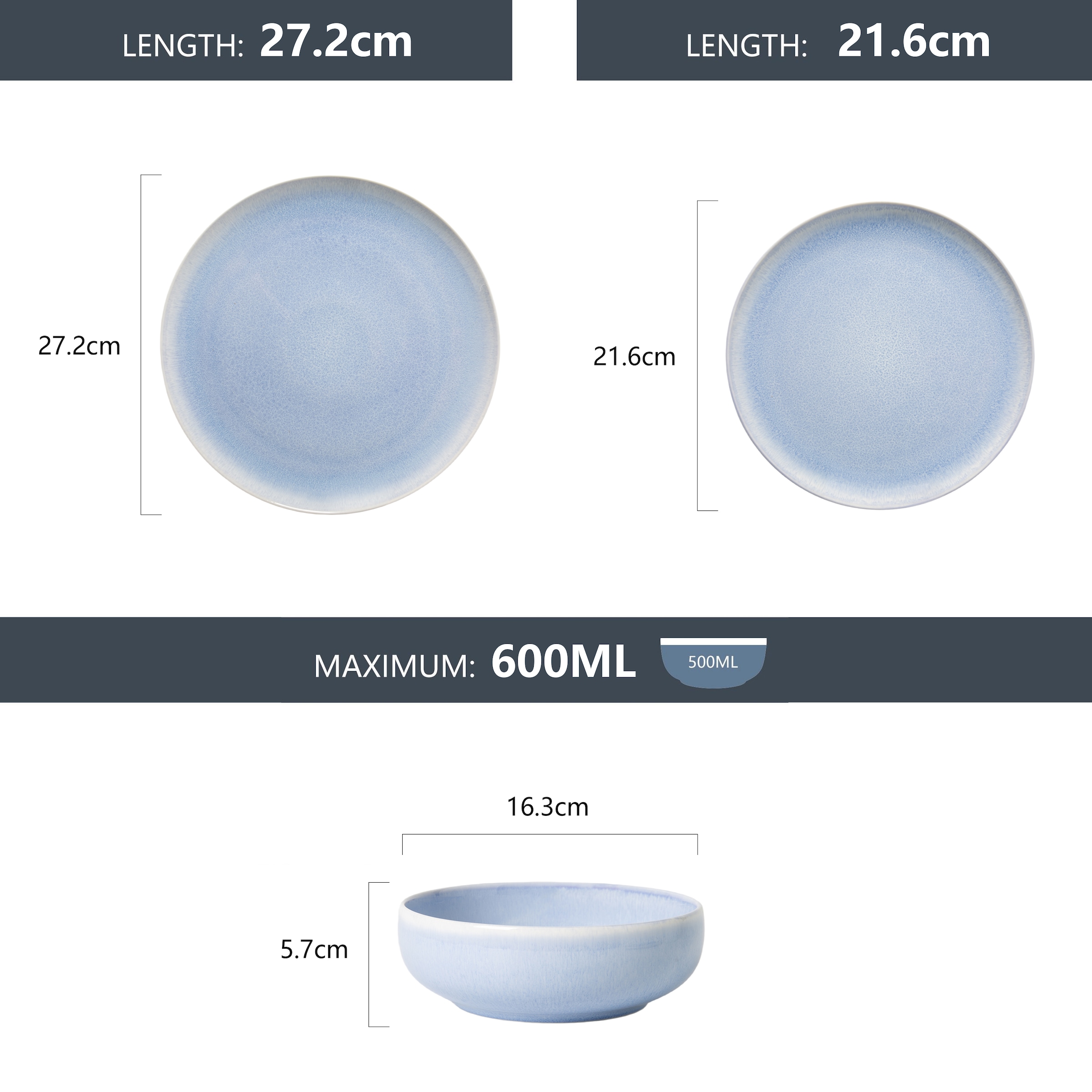 OTTO home Geschirr-Set »Flett, mit Reaktivglasur« Teller Set, spülmaschinenfest und mikrowellengeeignet