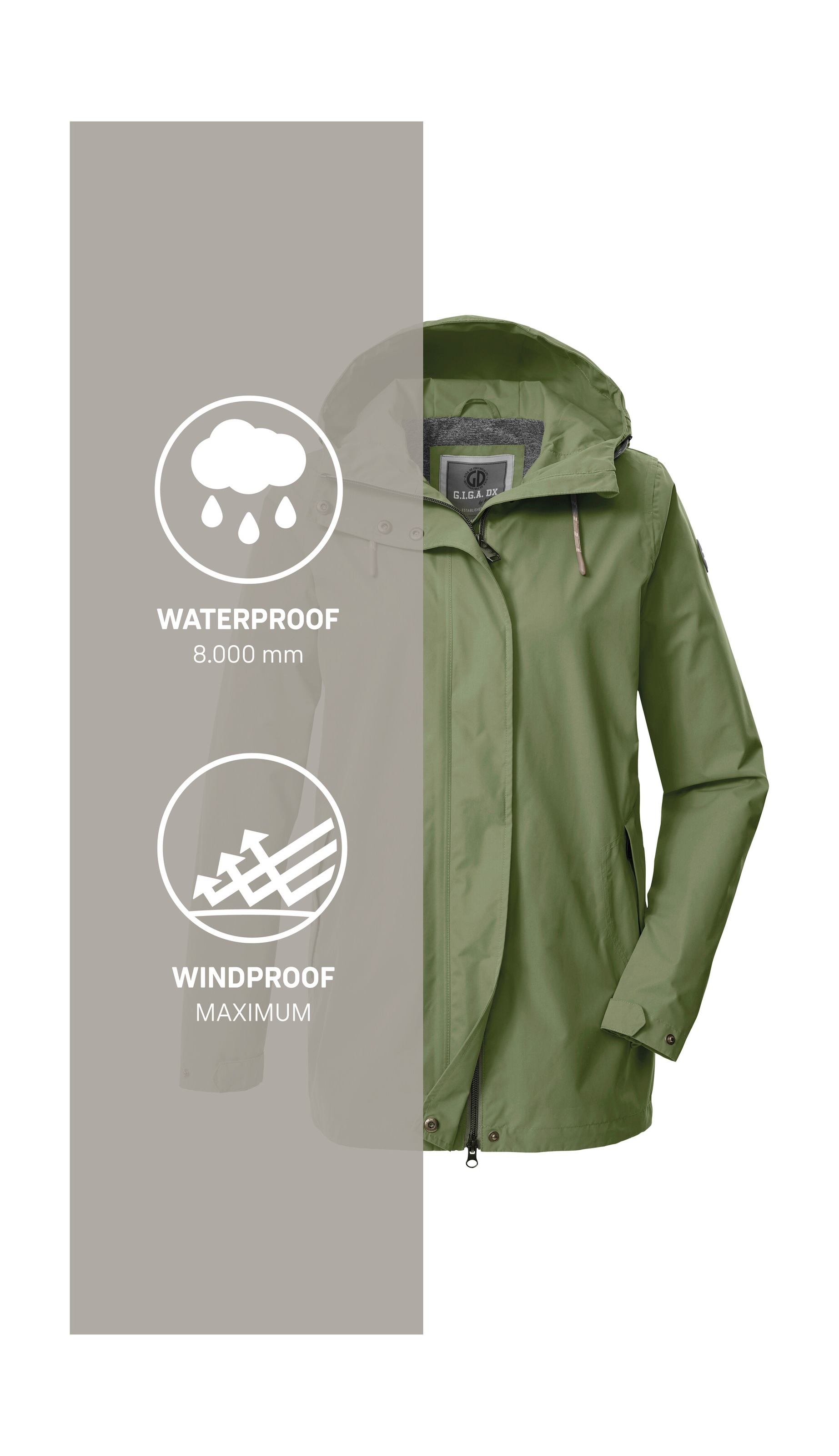 G.I.G.A. DX by killtec Funktionsjacke »Damen Funktionsjacke OOGS 1«, Wasser- und winddichte Damenjacke, regulierbar, PFAS-frei imprägniert
