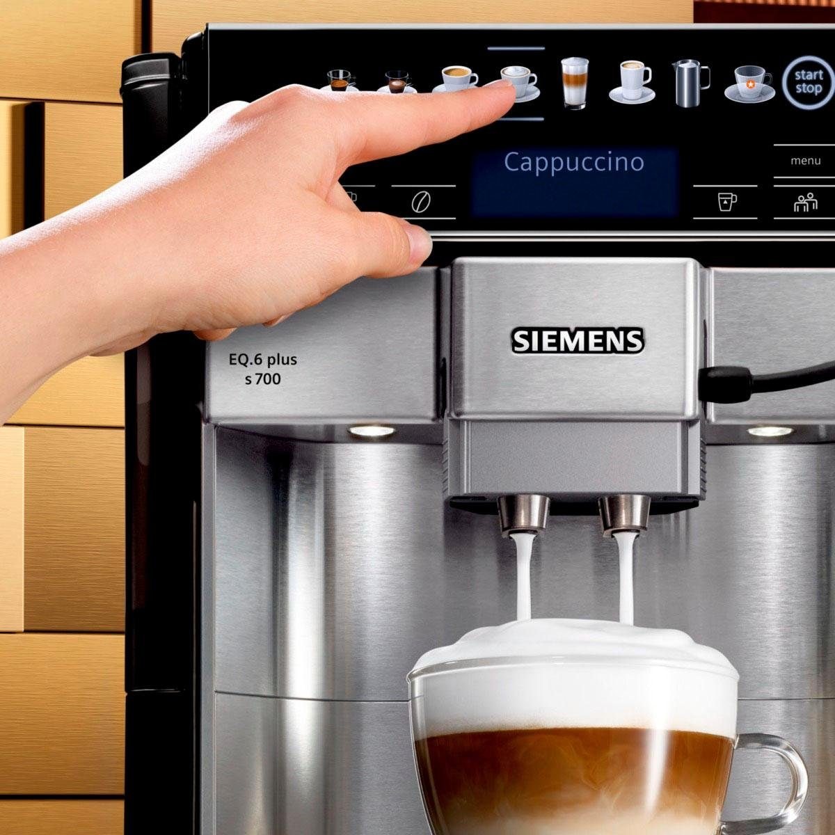 TE657503DE«, s700 Tassenpodest 2 Tassen plus beleuchtetes Profile, 4 »EQ.6 mit XXL SIEMENS 3 gleichzeitig, Kaffeevollautomat Jahren Garantie