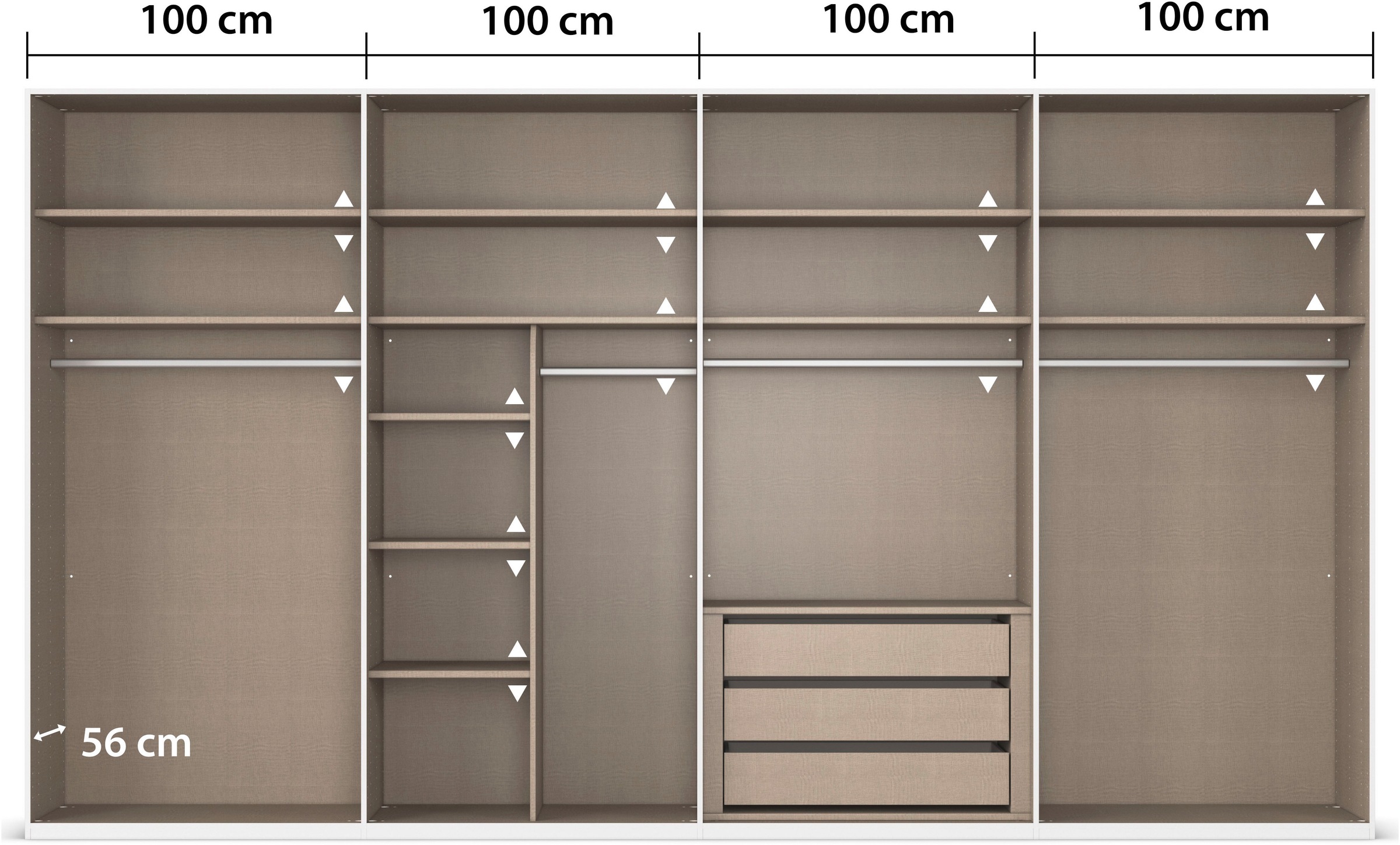 rauch Drehtürenschrank »Kleiderschrank Schrank Garderobe Wäscheschrank BESTSELLER MONTCLAR« 3 Ausstattungen BASIC/CLASSIC/PREMIUM (SOFT-CLOSE), Breiten 201-400 cm,  Front in Glas/Hochglanz/Dekor/Grauspiegel in 5 Breiten MADE IN GERMANY