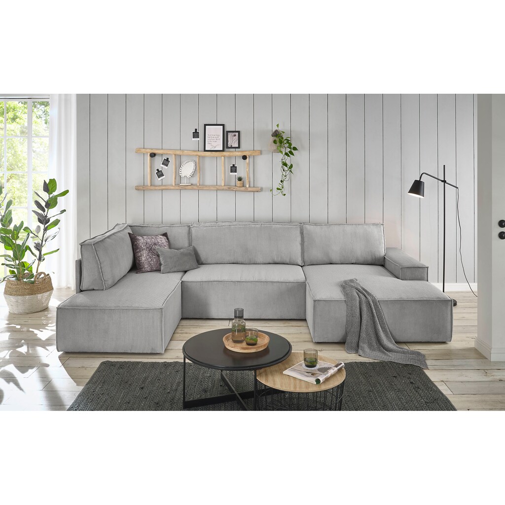 Home affaire Wohnlandschaft »SHERWOOD XXL 329 cm Schlafsofa, U-Form«