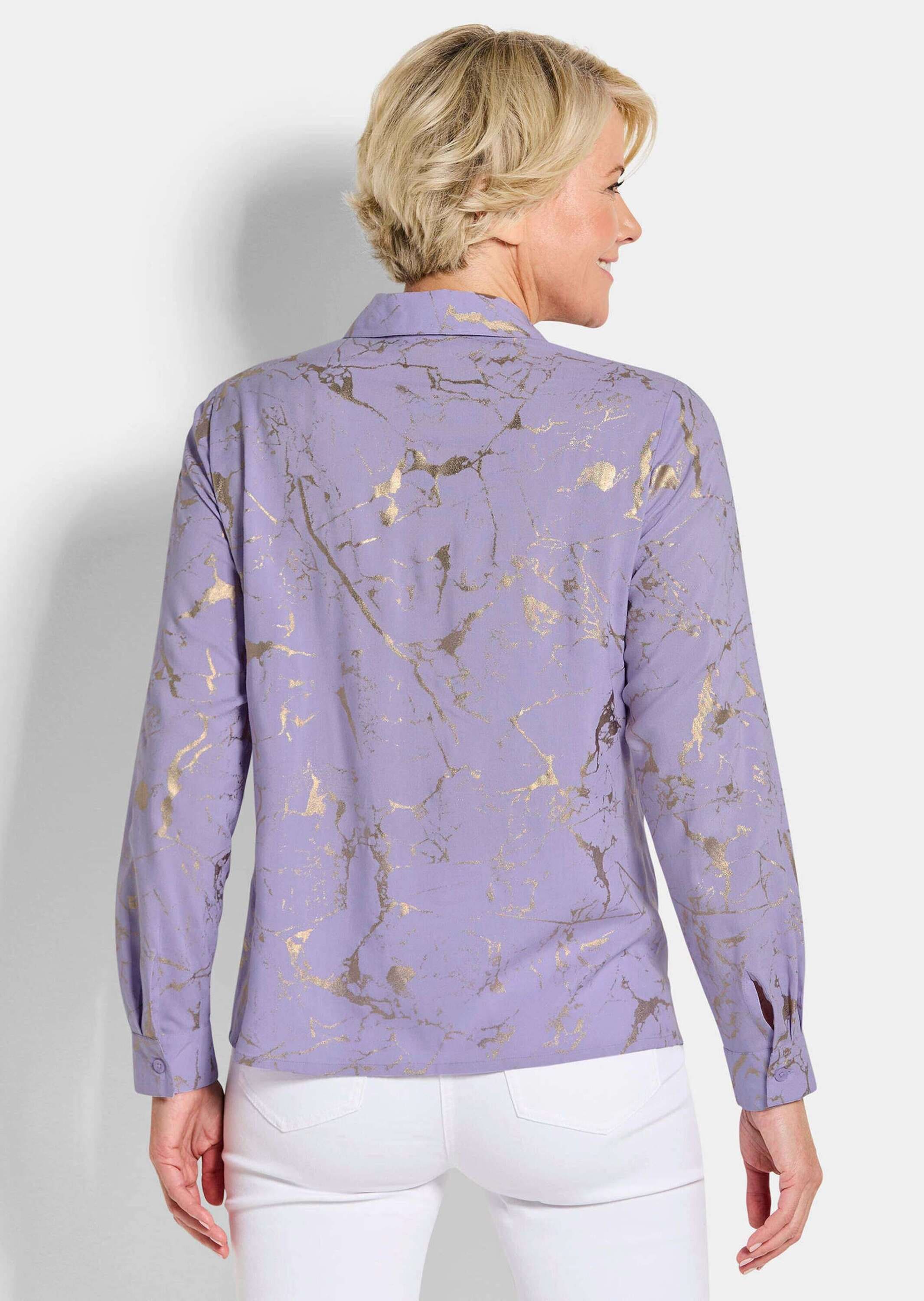 GOLDNER Hemdbluse »Kurzgröße Hemdbluse mit Metallic Print«