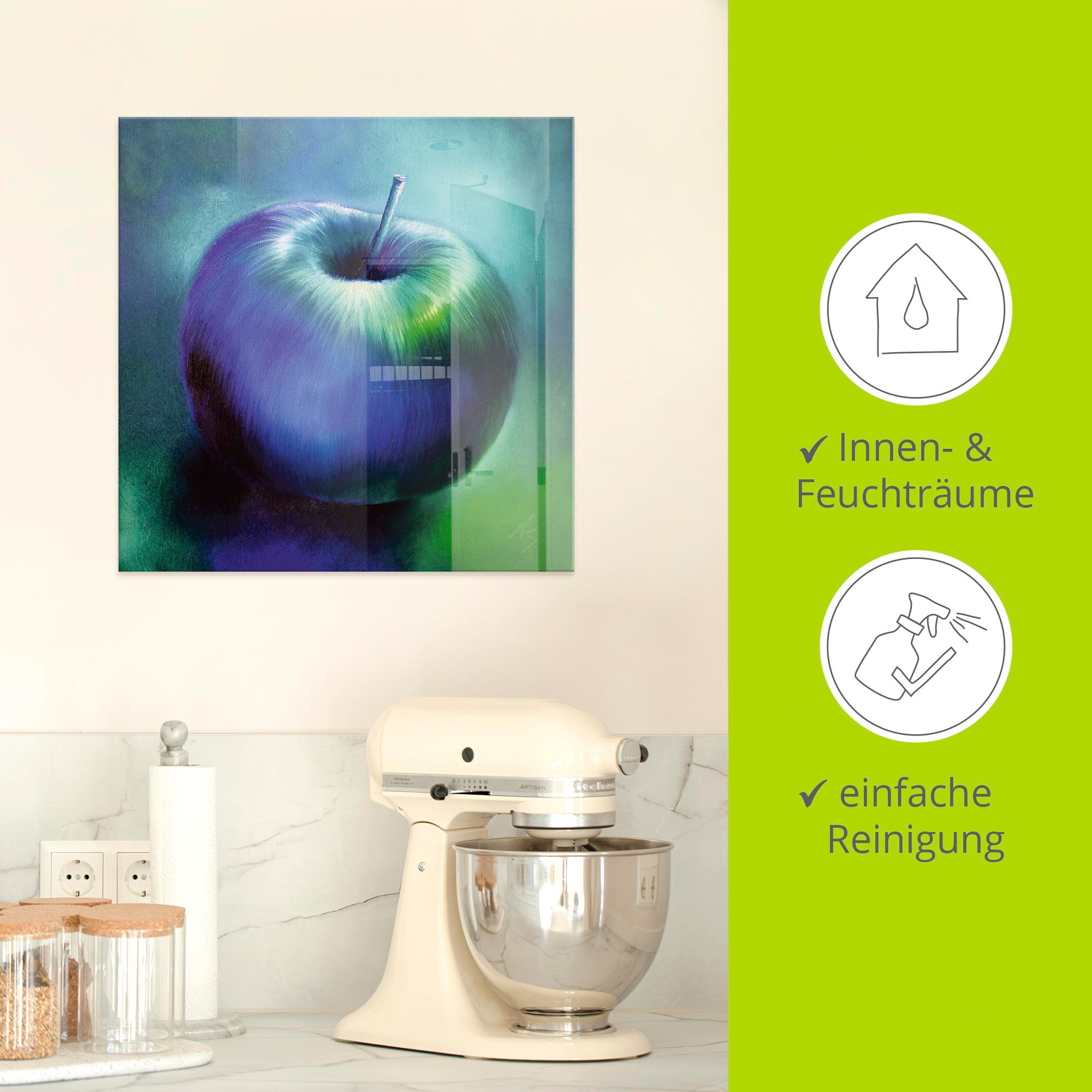 Artland Glasbild »Der blaue Apfel«, Arrangements, (1 St.), in verschiedenen Größen