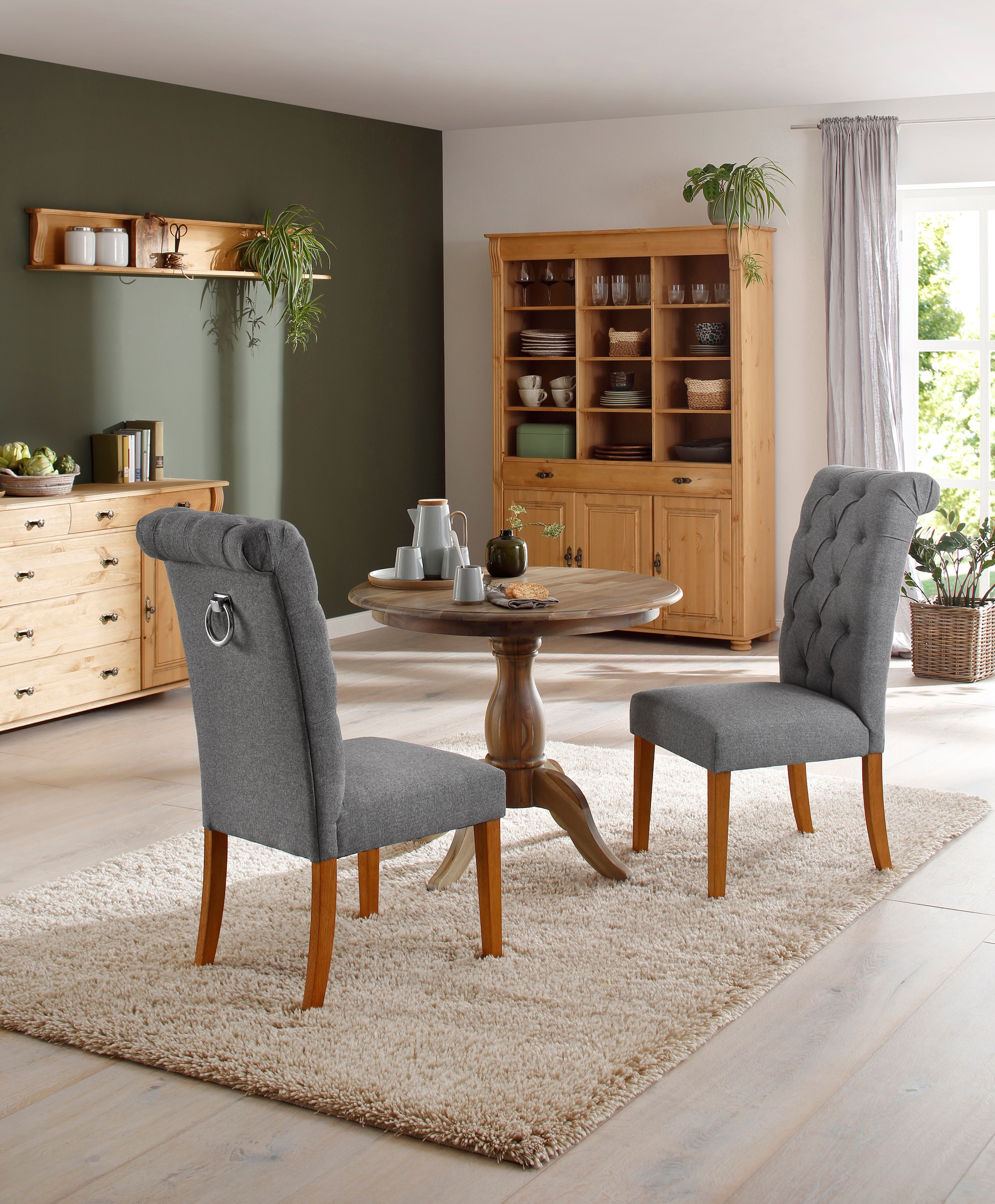 Home affaire Esszimmerstuhl »Liao, TOPSELLER!, OTTOs Choice«, (Set), Webstoff-Struktur (100% Polyester), 2er-Set, mit edler Knopfheftung in der Rückenlehne